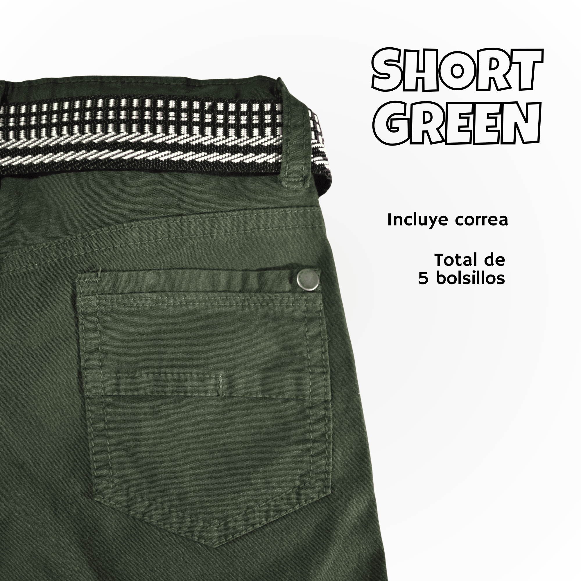 SHORT NIÑO CASUAL ALGODÓN DRILL TAFETA VERDE YONISTERS CLOTHING - 4