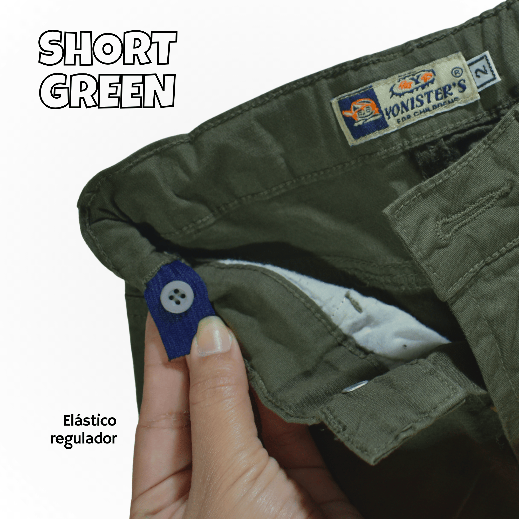SHORT NIÑO CASUAL ALGODÓN DRILL TAFETA VERDE YONISTERS CLOTHING - 5