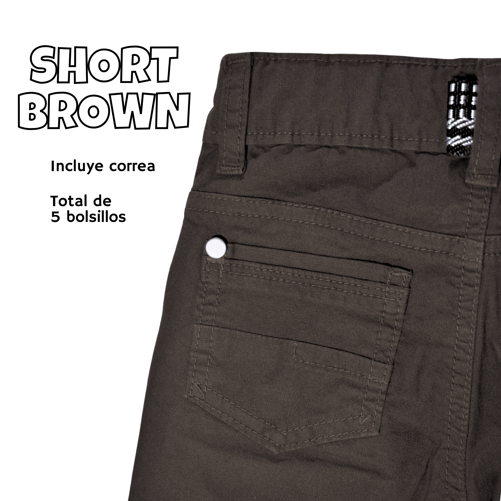 SHORT NIÑO CASUAL ALGODÓN DRILL TAFETA MARRÓN YONISTERS CLOTHING - 4