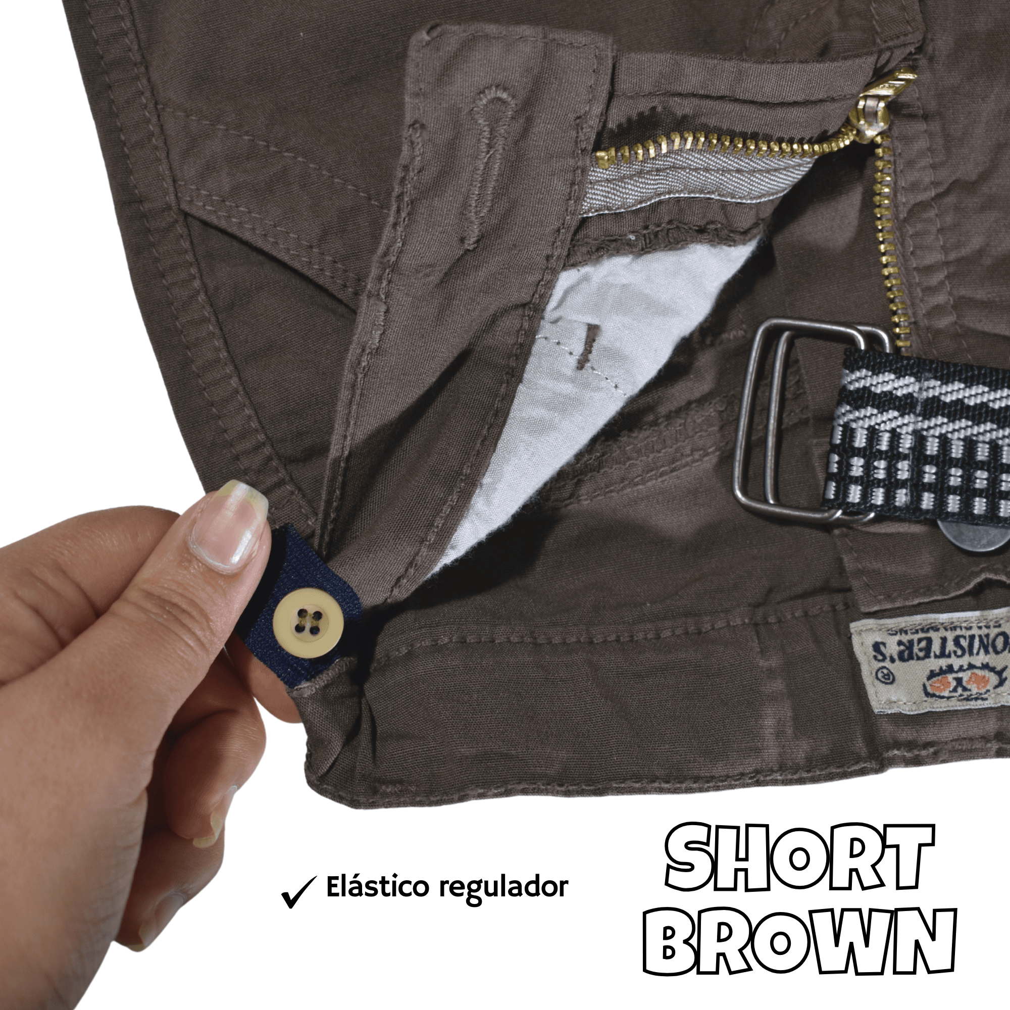 SHORT NIÑO CASUAL ALGODÓN DRILL TAFETA MARRÓN YONISTERS CLOTHING - 5