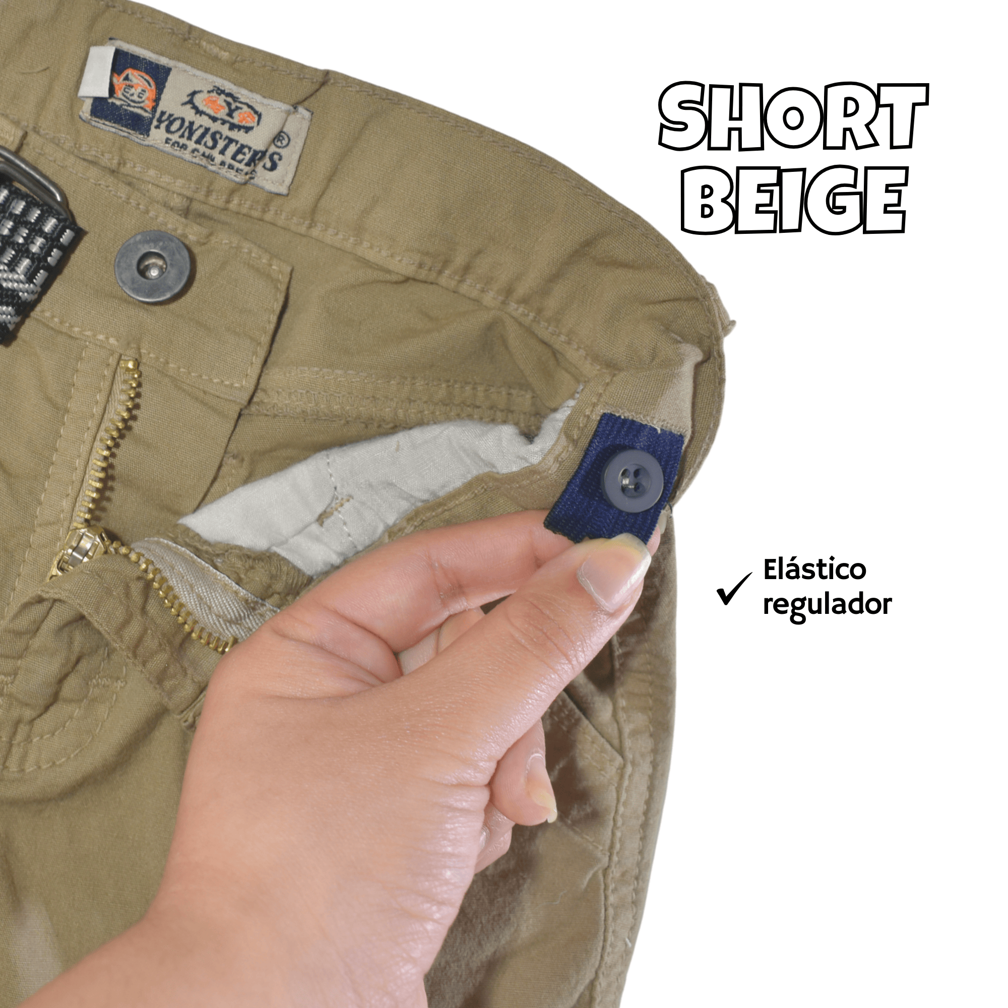 SHORT NIÑO CASUAL ALGODÓN DRILL TAFETA BEIGE YONISTERS CLOTHING - 5