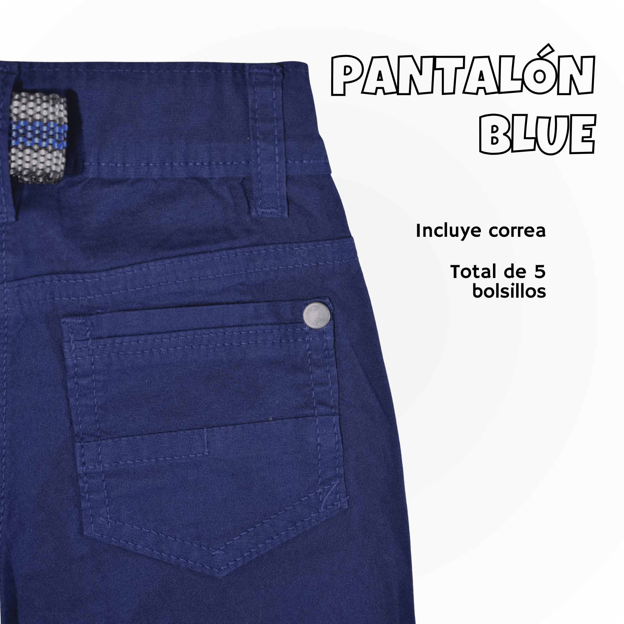 PANTALÓN NIÑO CASUAL ALGODÓN DRILL TAFETA AZUL YONISTERS CLOTHING - 4