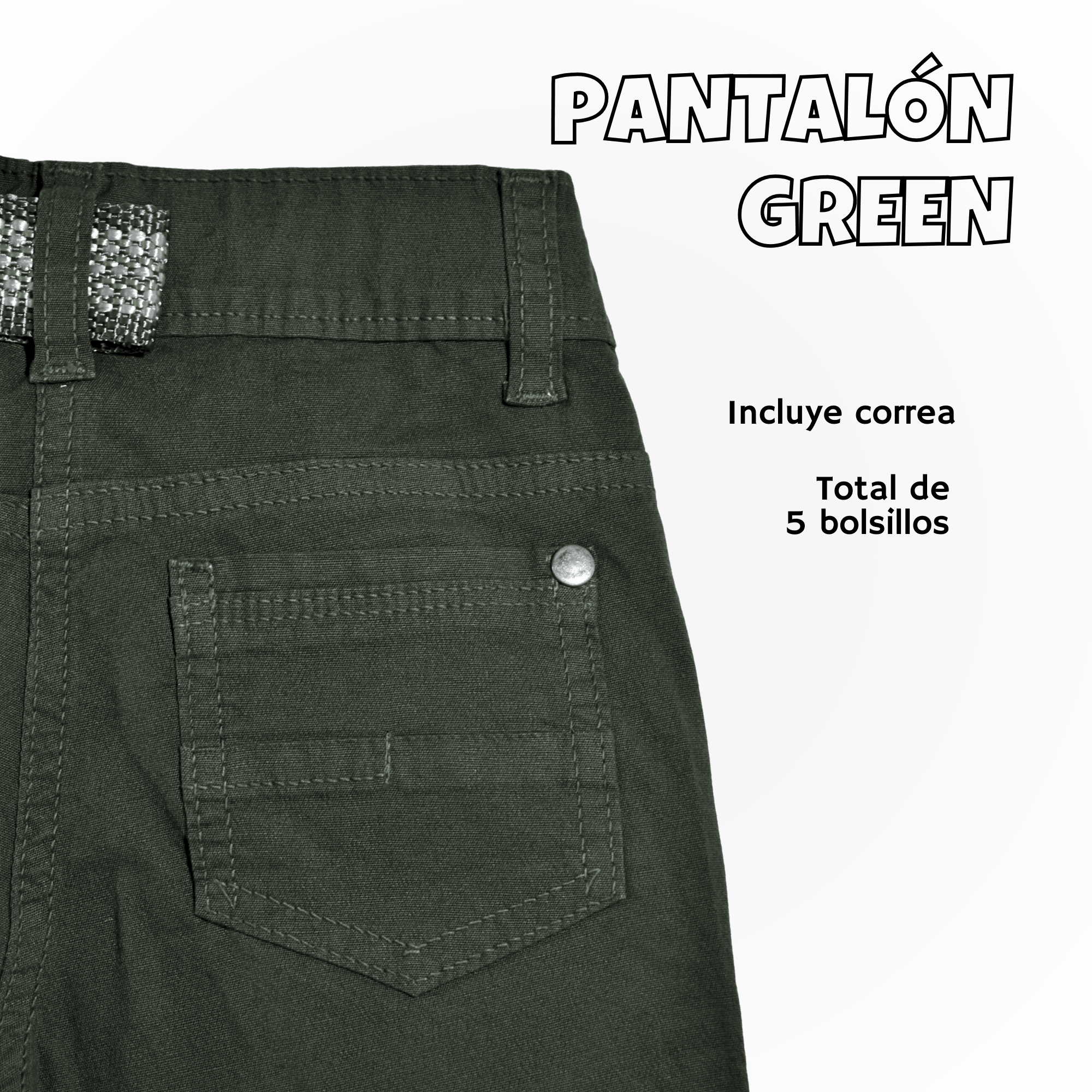 PANTALÓN NIÑO CASUAL ALGODÓN DRILL TAFETA VERDE YONISTERS CLOTHING - 4