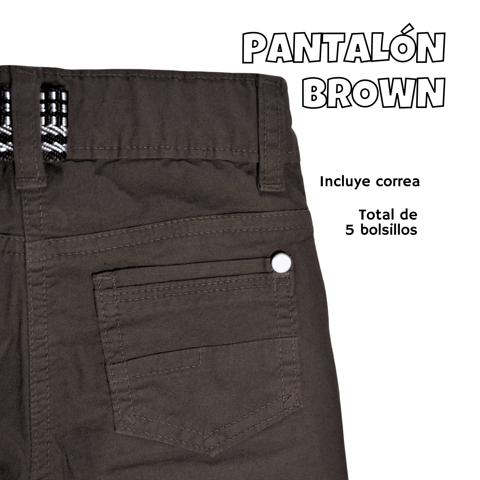 PANTALÓN NIÑO CASUAL ALGODÓN DRILL TAFETA MARRÓN YONISTERS CLOTHING - 4