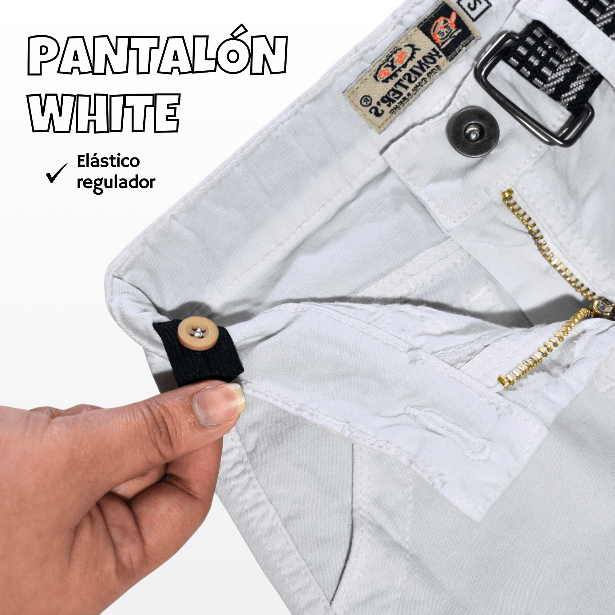 PANTALÓN NIÑO CASUAL ALGODÓN DRILL TAFETA BLANCO YONISTERS CLOTHING - 6