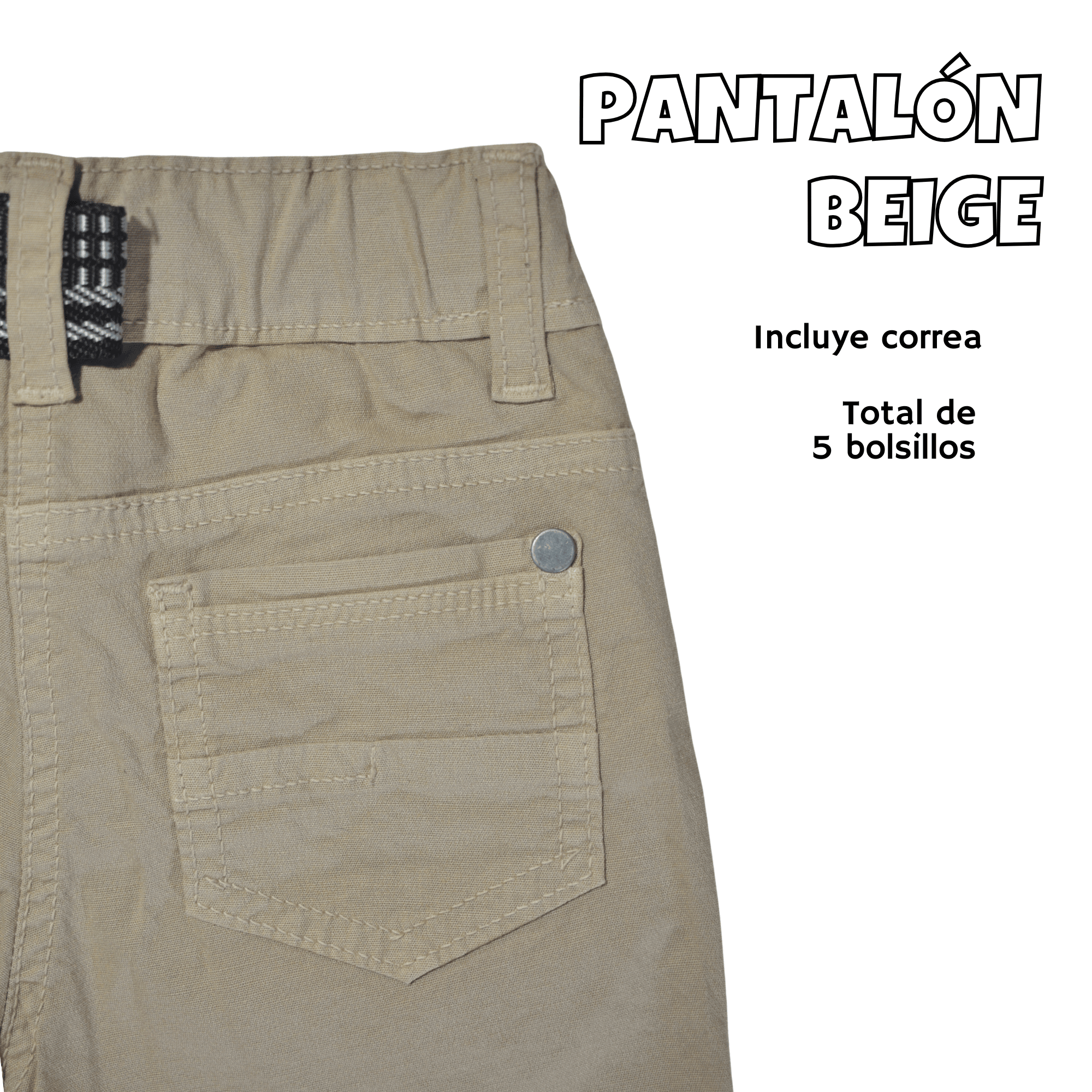 PANTALÓN NIÑO CASUAL ALGODÓN DRILL TAFETA BEIGE YONISTERS CLOTHING - 4