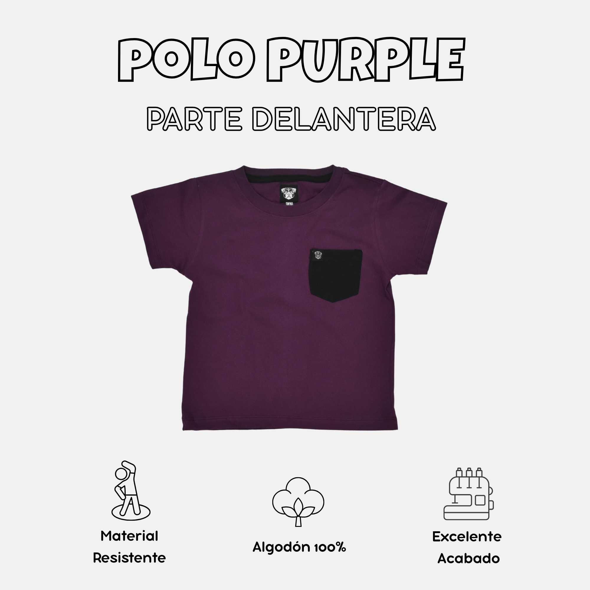 POLO CASUAL NIÑO MORADO 100% ALGODÓN DISEÑO CLASICO CON BOLSILLO YONISTERS CLOTHING KIDS - 1