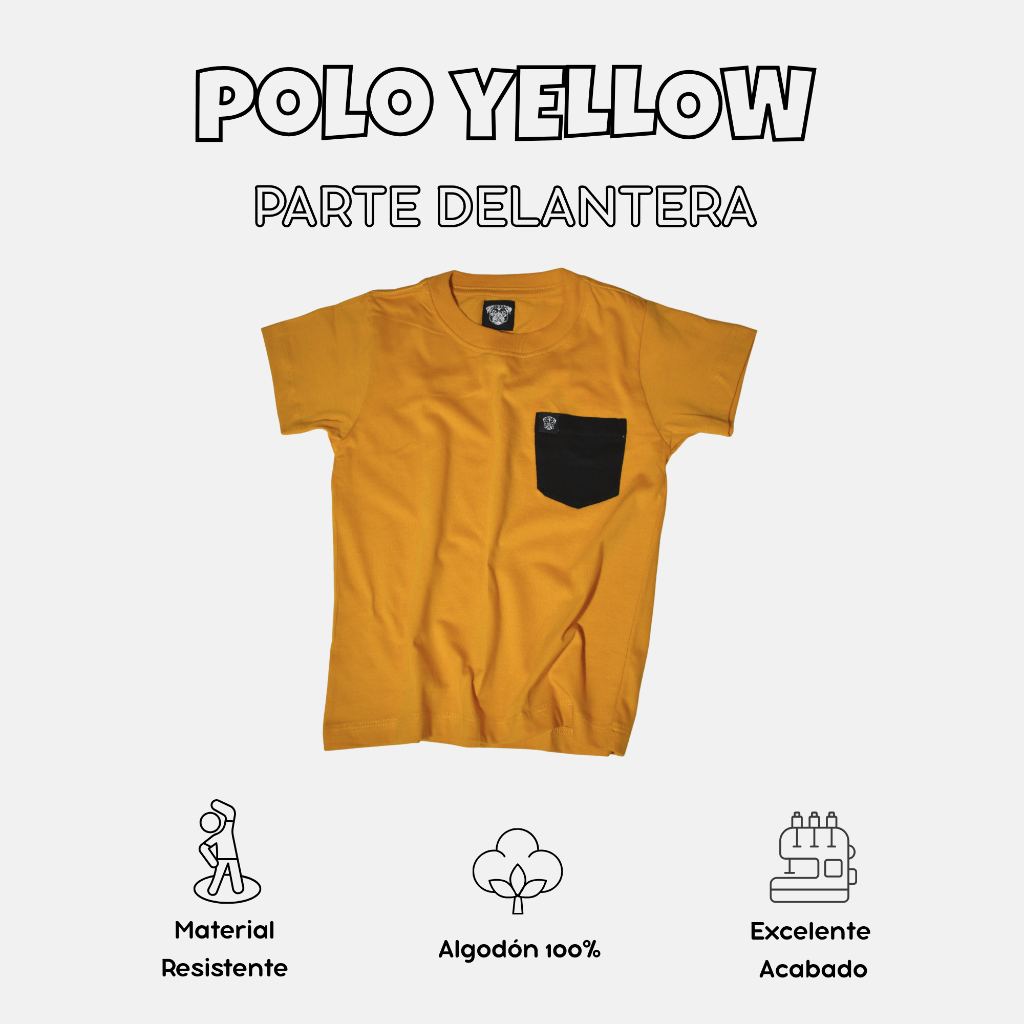 POLO CASUAL NIÑO AMARILLO 100% ALGODÓN DISEÑO CLASICO CON BOLSILLO YONISTERS CLOTHING KIDS - 1