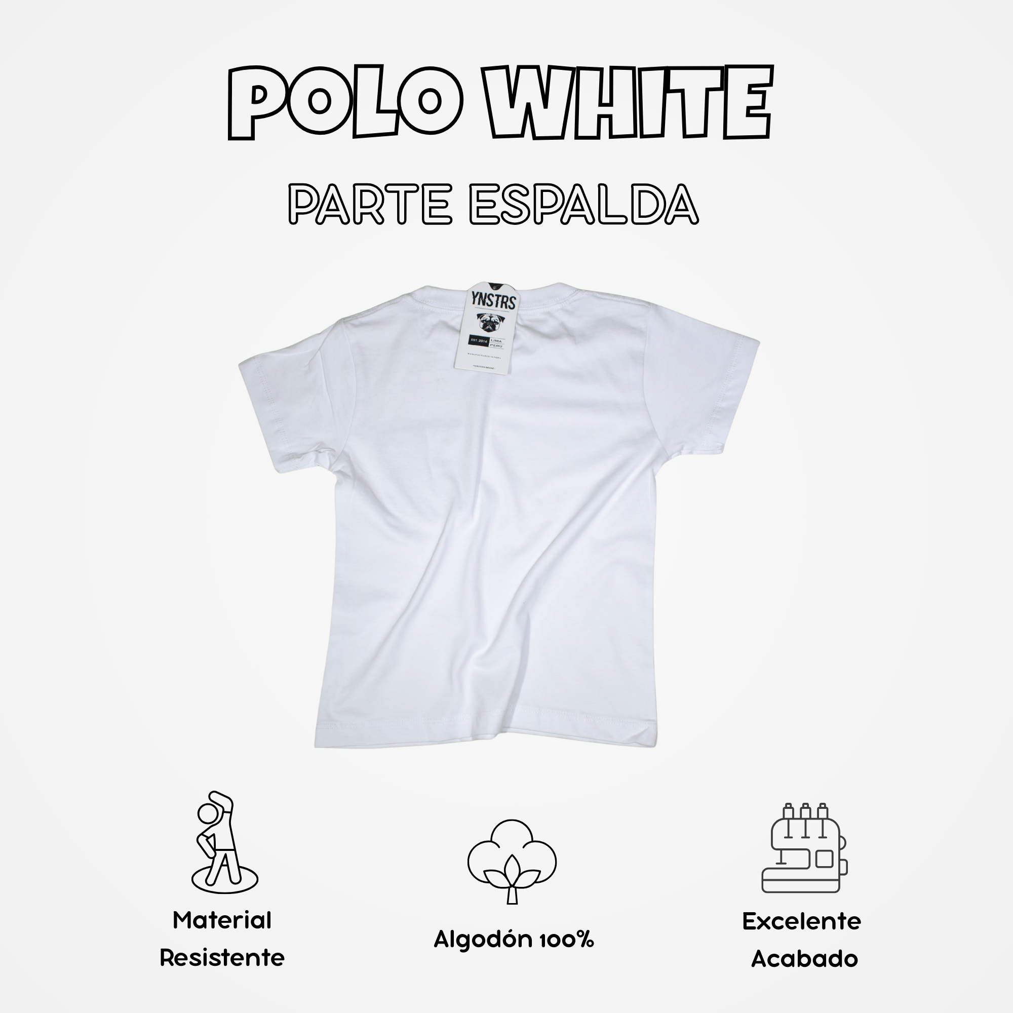 POLO CASUAL NIÑO BLANCO 100% ALGODÓN DISEÑO CLASICO CON BOLSILLO YONISTERS CLOTHING KIDS - 2