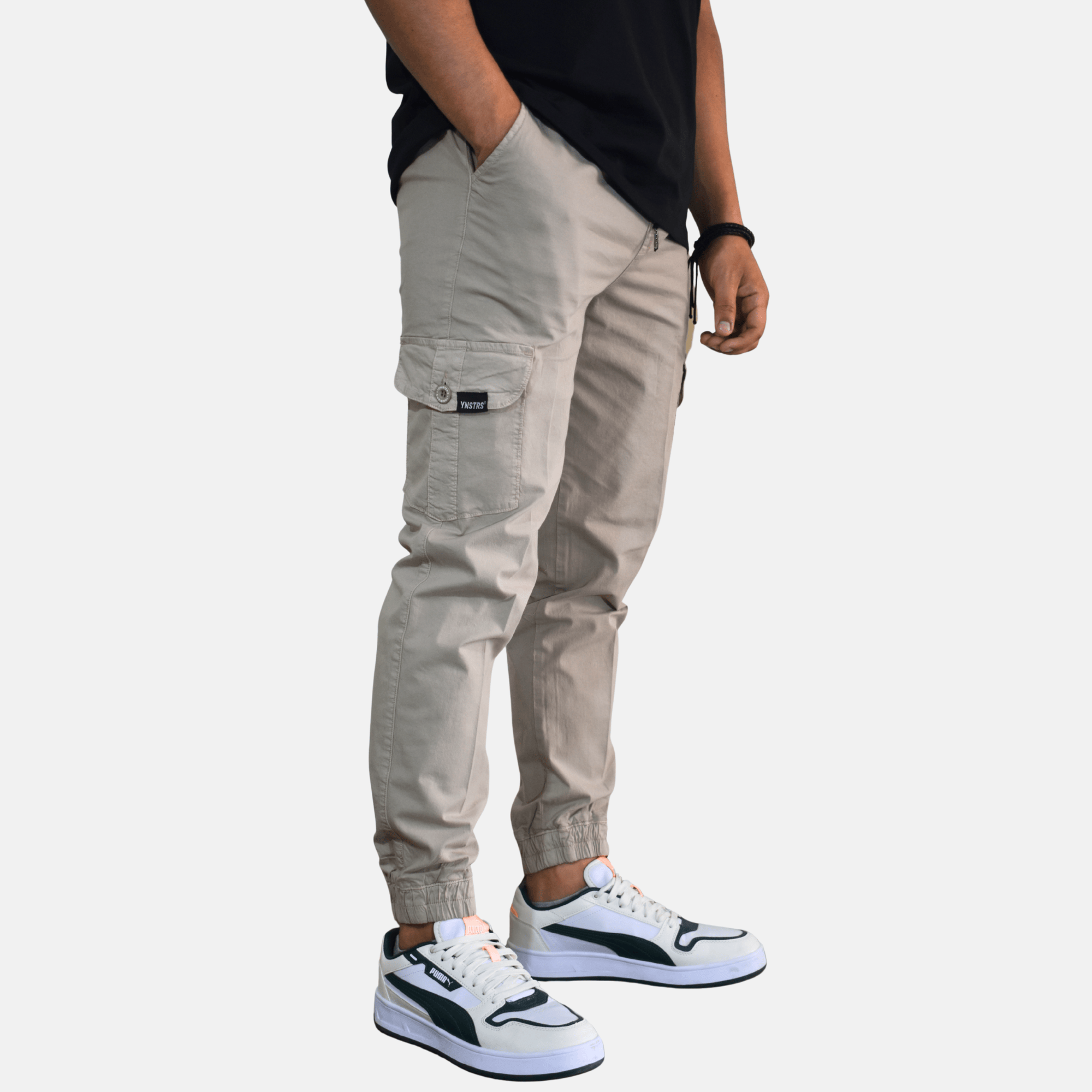 JOGGER CARGO URBANO HOMBRE DRILL SEMIPITILLO YONISTERS CLOTHING BLANCO - 1