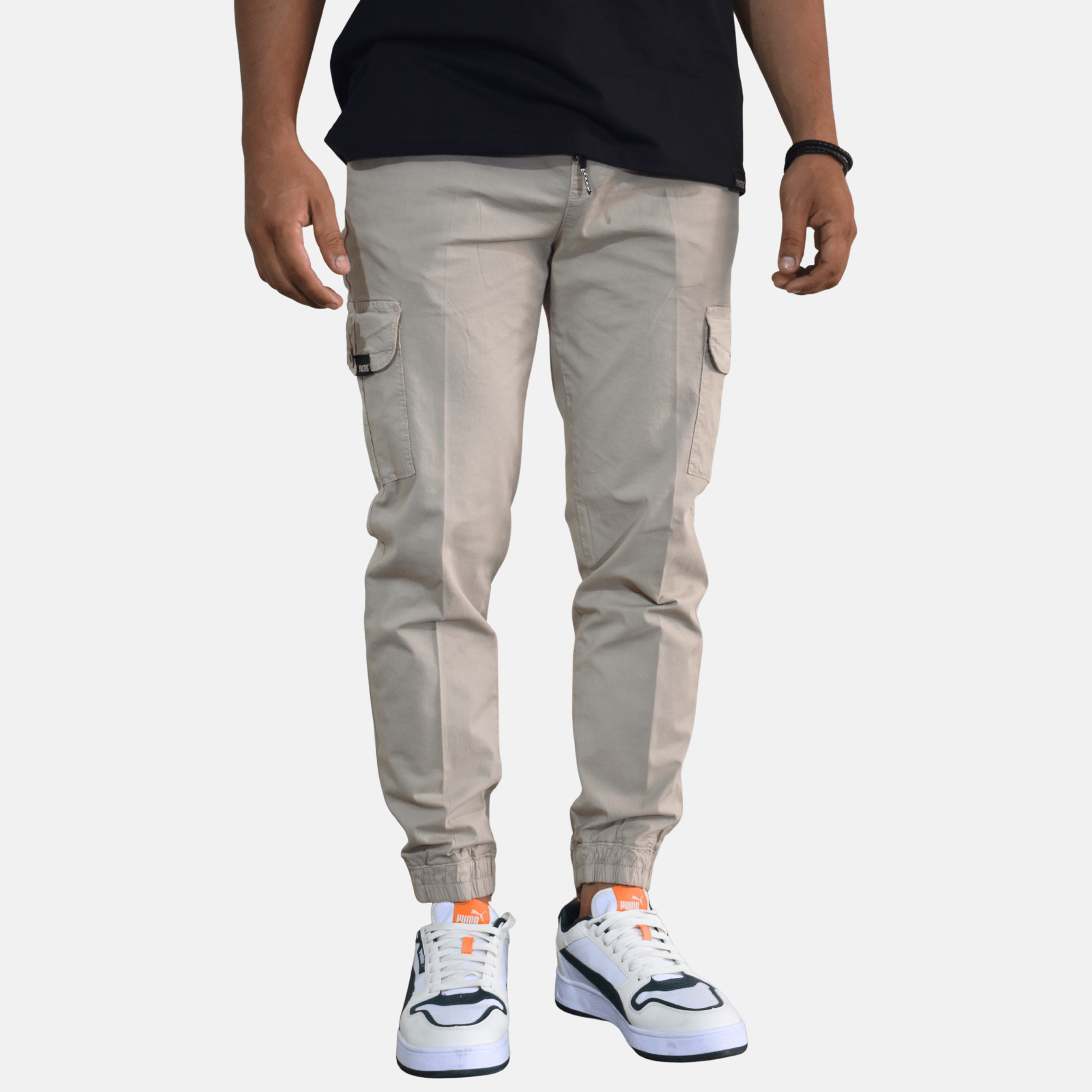 JOGGER CARGO URBANO HOMBRE DRILL SEMIPITILLO YONISTERS CLOTHING BLANCO - 2