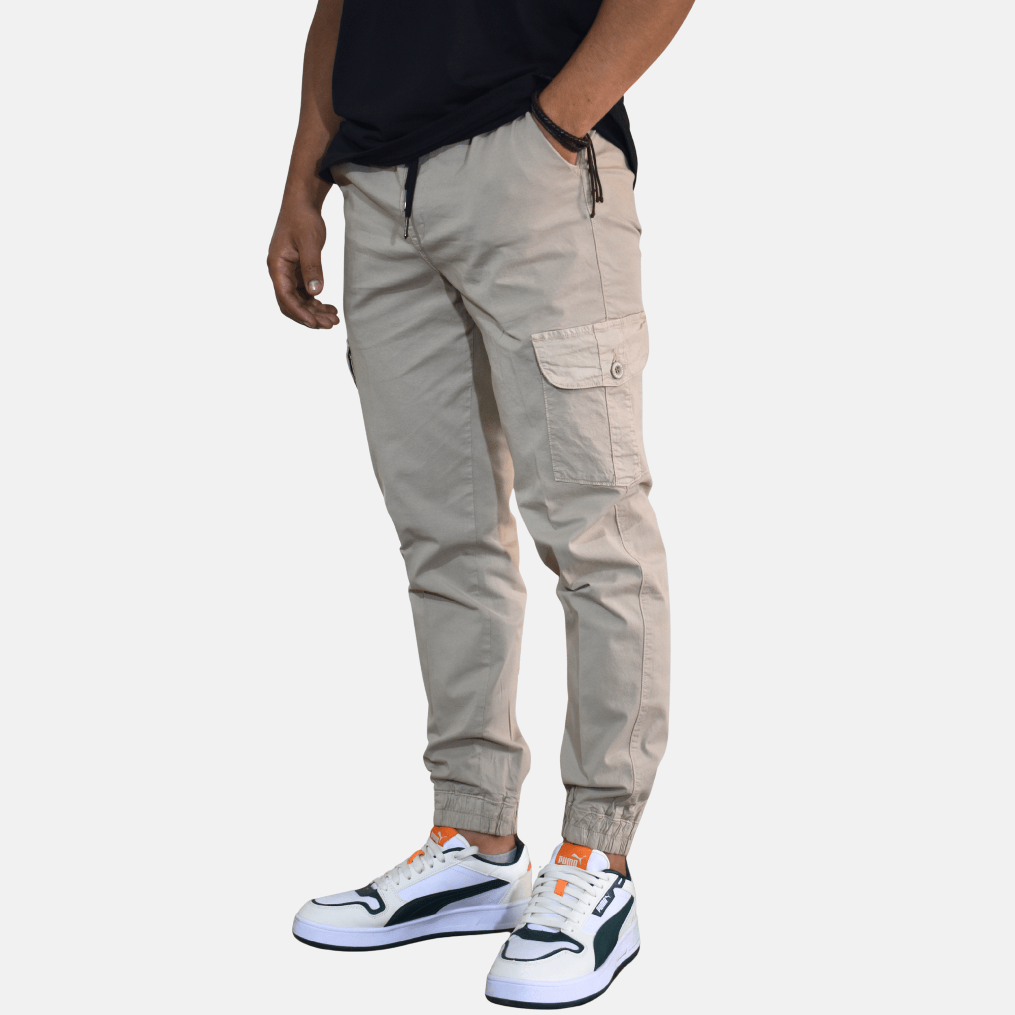 JOGGER CARGO URBANO HOMBRE DRILL SEMIPITILLO YONISTERS CLOTHING BLANCO - 3