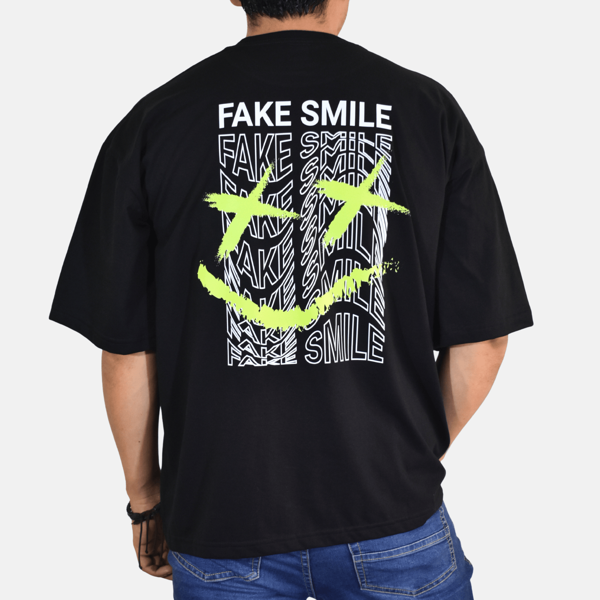 POLO OVERSIZE ALGODÓN FAKE SMILE NEGRO YONISTERS CLOTHING - 1