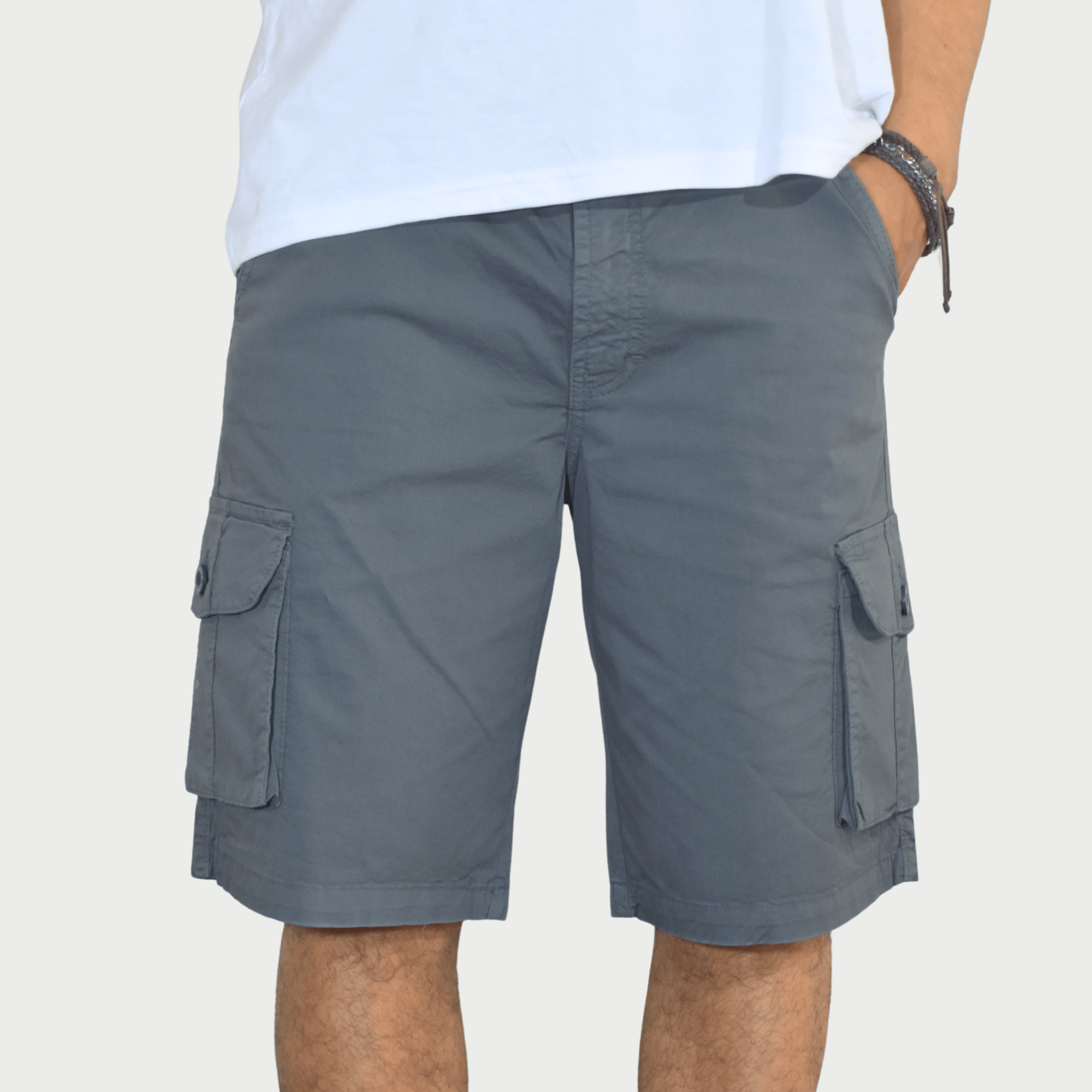 SHORT DRILL CARGO HOMBRE STRETCH YONISTERS CLOTHING GRIS AZULADO - 2