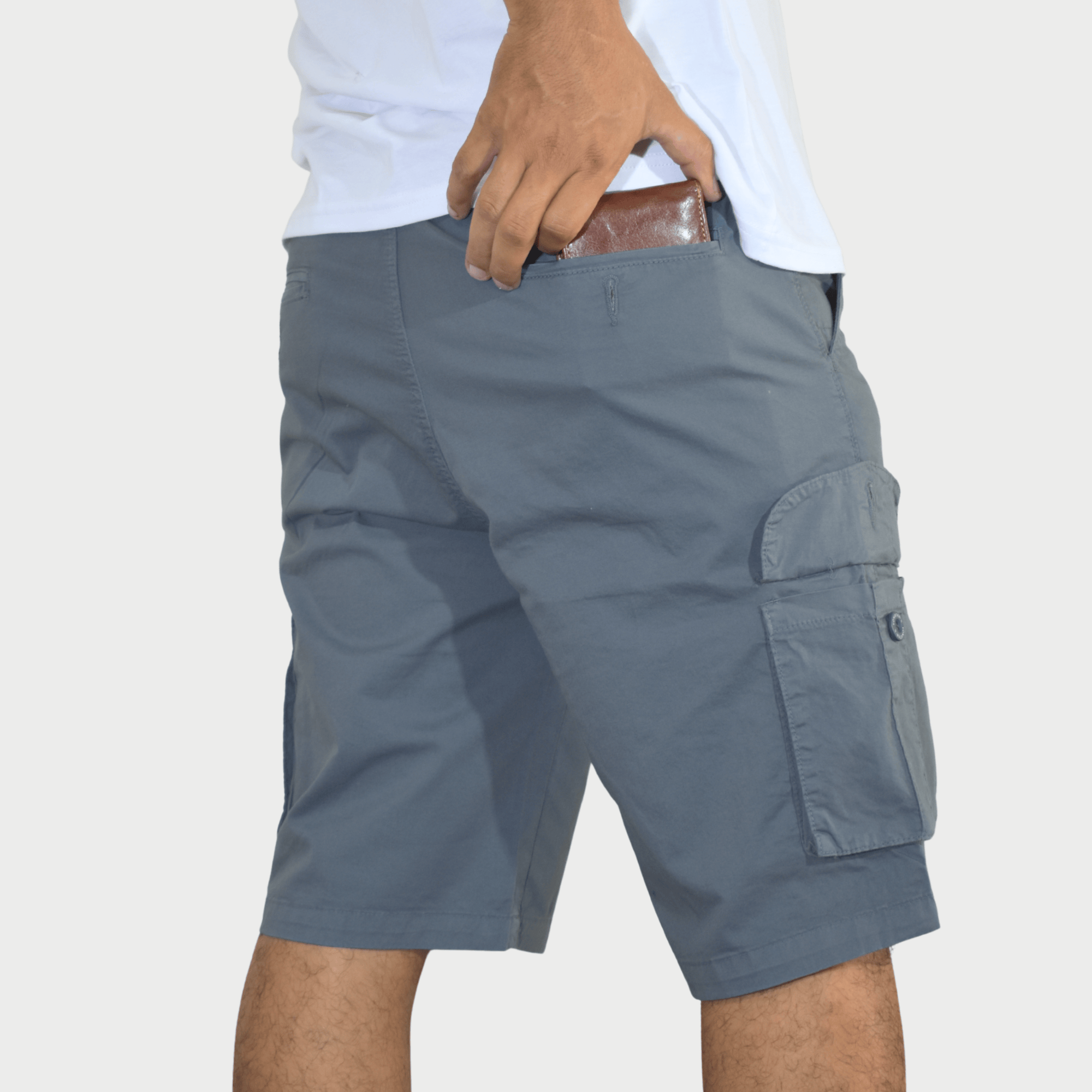 SHORT DRILL CARGO HOMBRE STRETCH YONISTERS CLOTHING GRIS AZULADO - 3