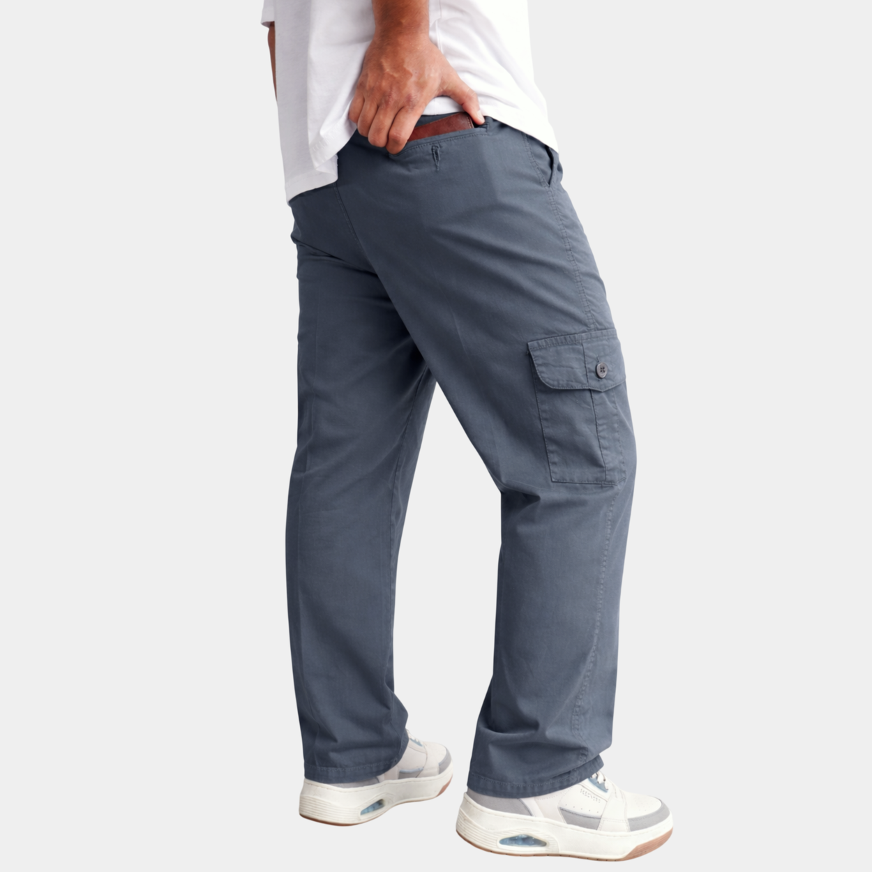 PANTALÓN DRILL CARGO HOMBRE CASUAL GRIS AZULADO ALGODÓN YONISTERS CLOTHING - 1