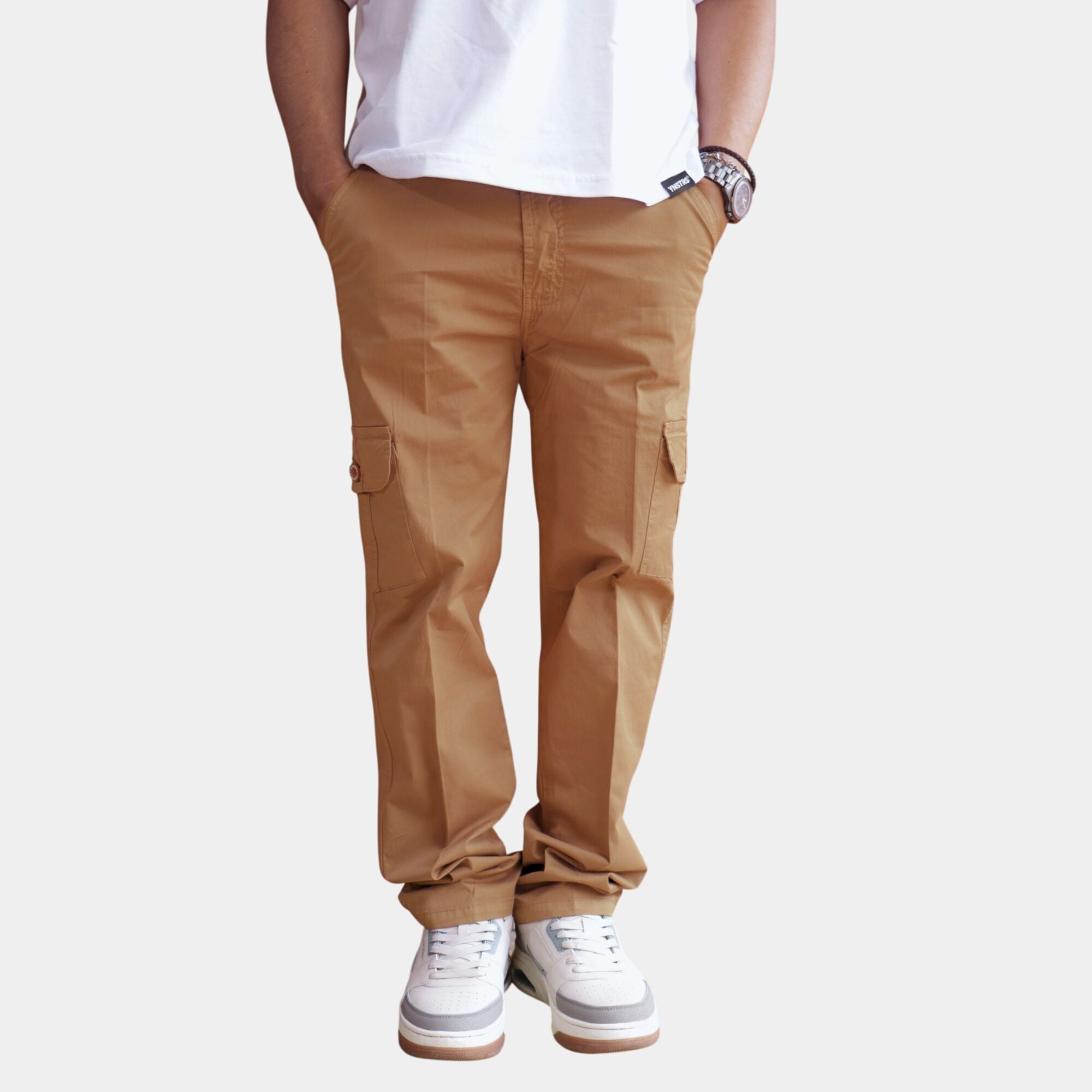 PANTALÓN DRILL CARGO HOMBRE CAMEL MARRÓN ALGODÓN YONISTERS CLOTHING - 1
