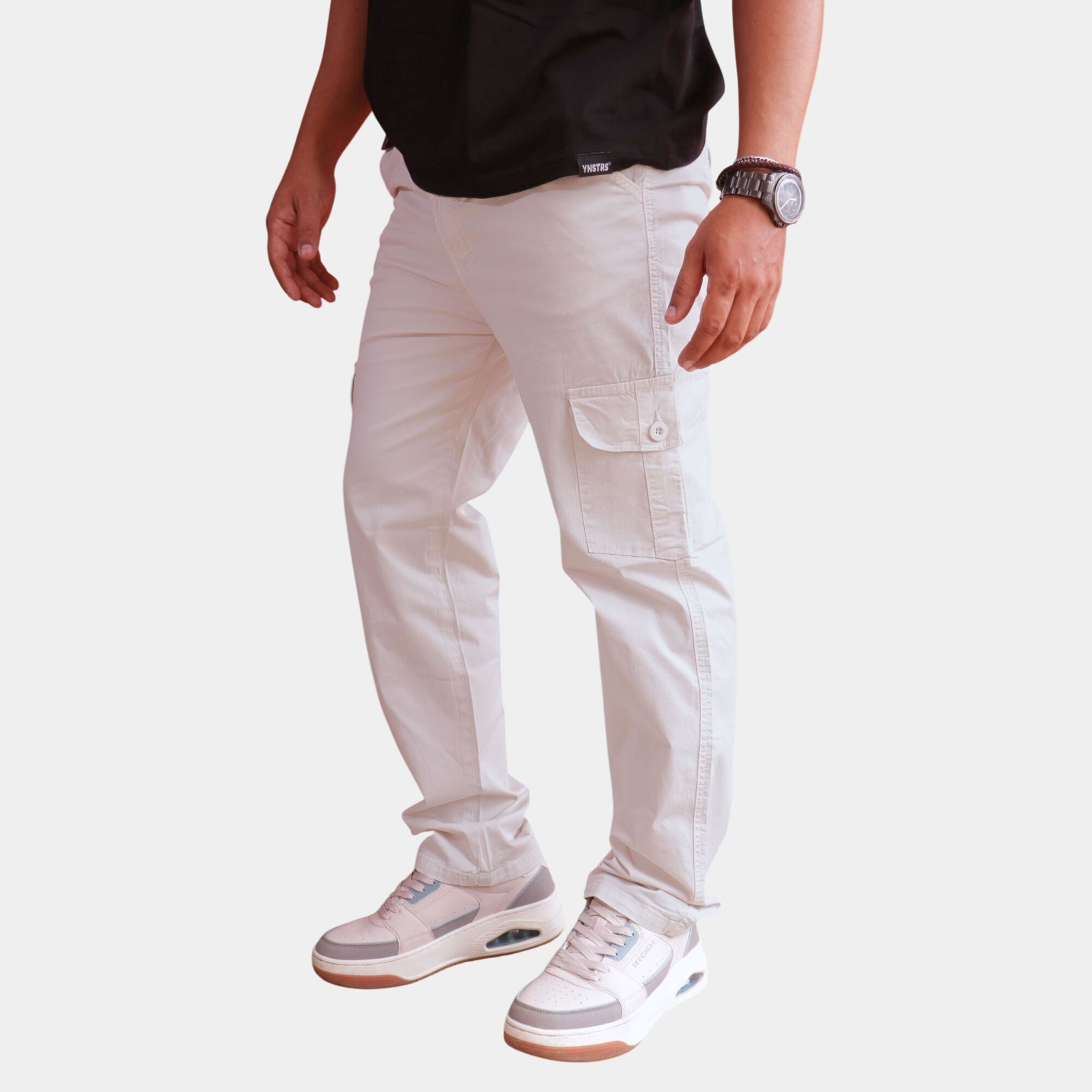 PANTALÓN DRILL CARGO HOMBRE CASUAL PAPEL BLANCO ALGODÓN YONISTERS CLOTHING - 1