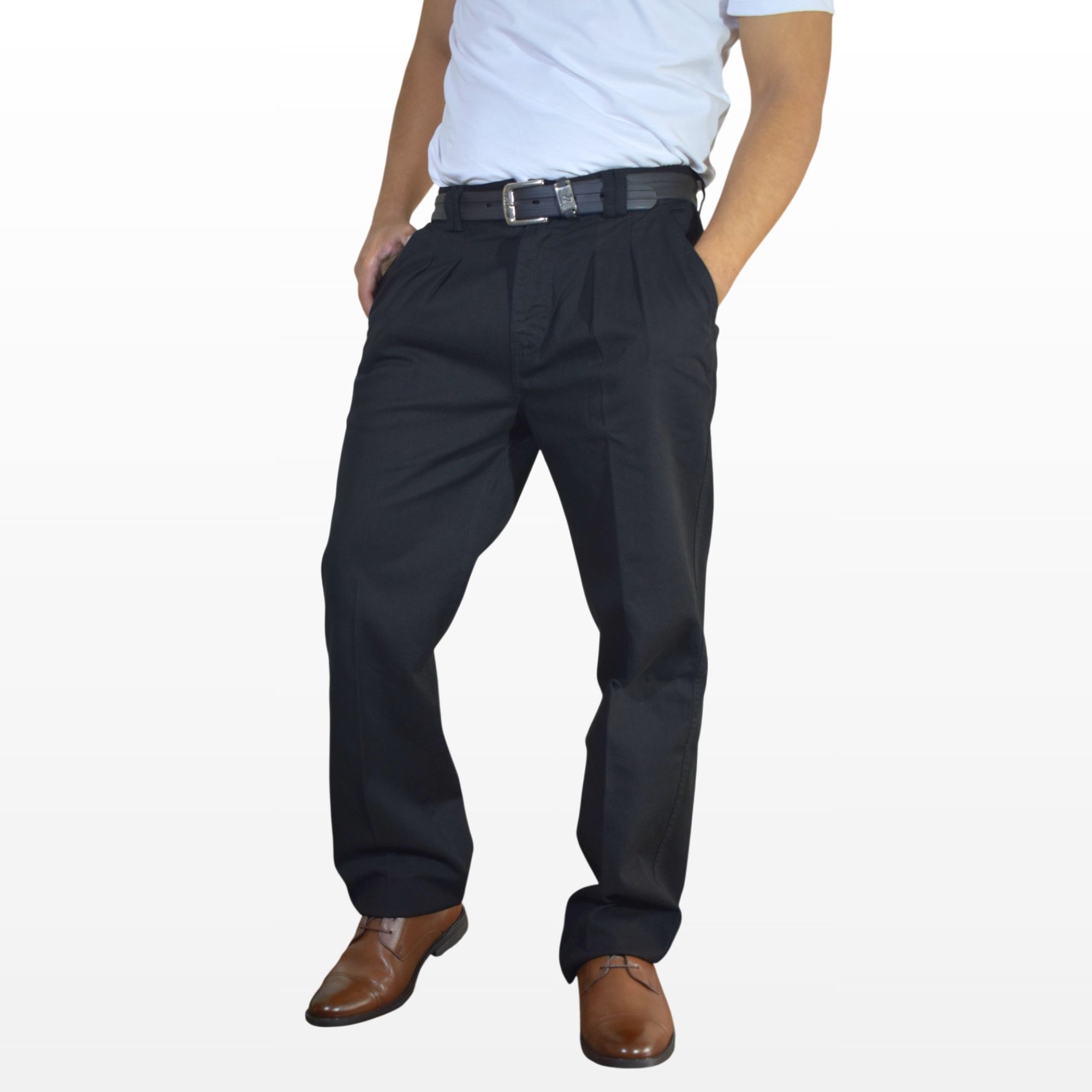 PANTALÓN HOMBRE DE VESTIR 100% DRILL NEGRO FIT CLÁSICO YONISTERS - 1