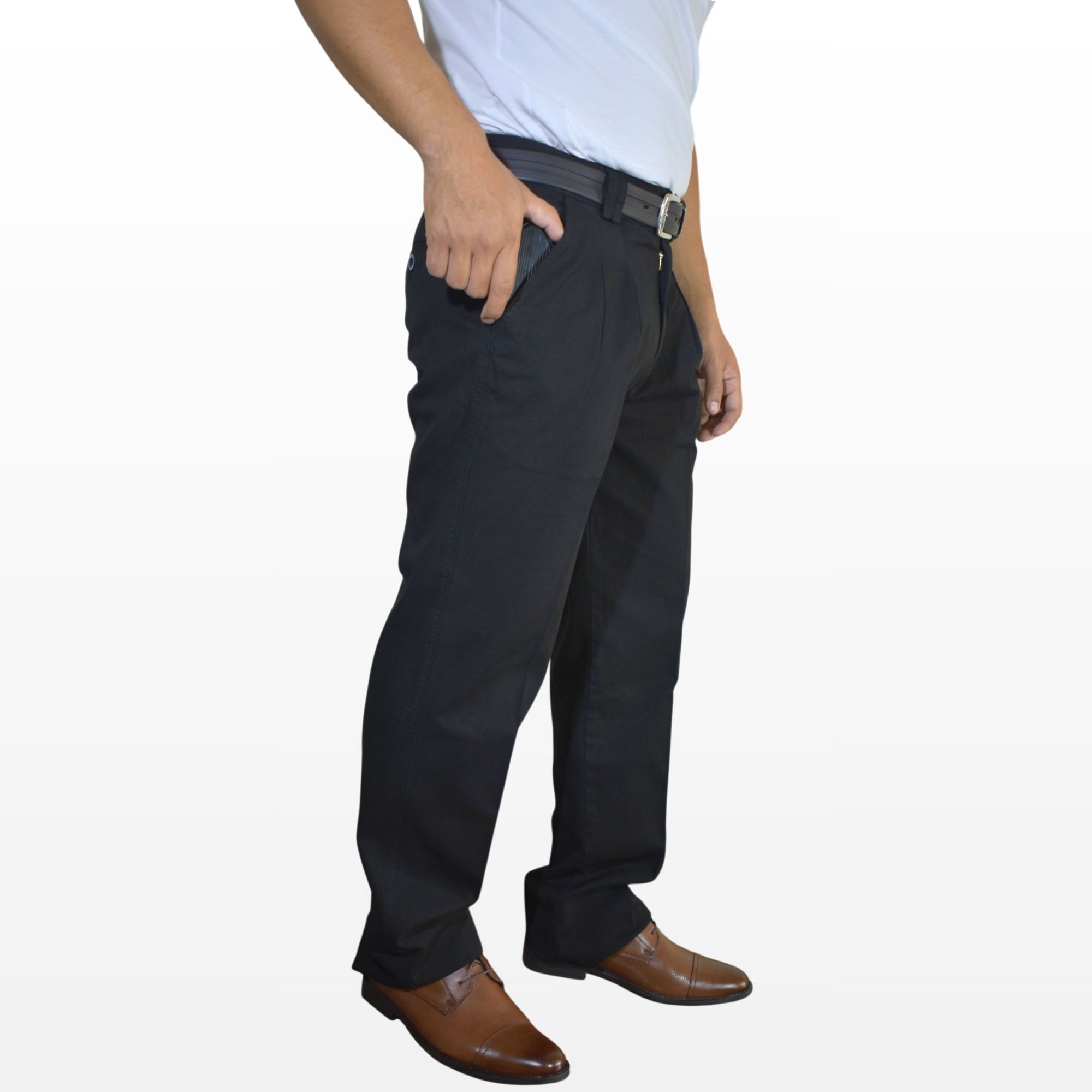 PANTALÓN HOMBRE DE VESTIR 100% DRILL NEGRO FIT CLÁSICO YONISTERS - 2