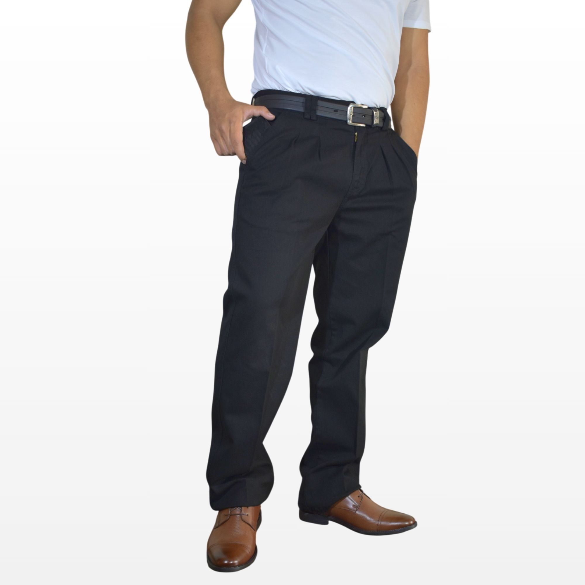 PANTALÓN HOMBRE DE VESTIR 100% DRILL NEGRO FIT CLÁSICO YONISTERS - 3
