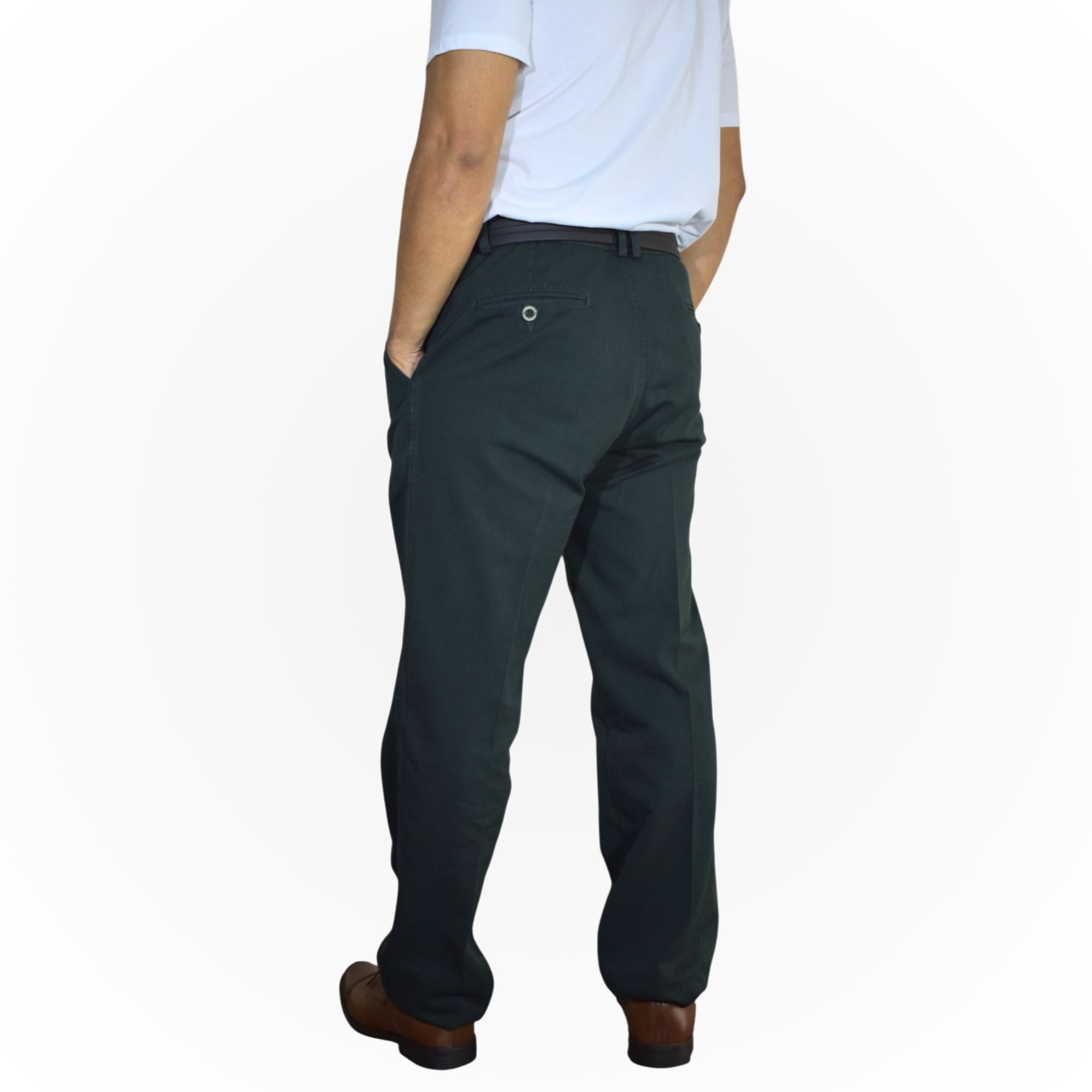 PANTALÓN HOMBRE DE VESTIR 100% DRILL VERDE FIT CLÁSICO YONISTERS - 4