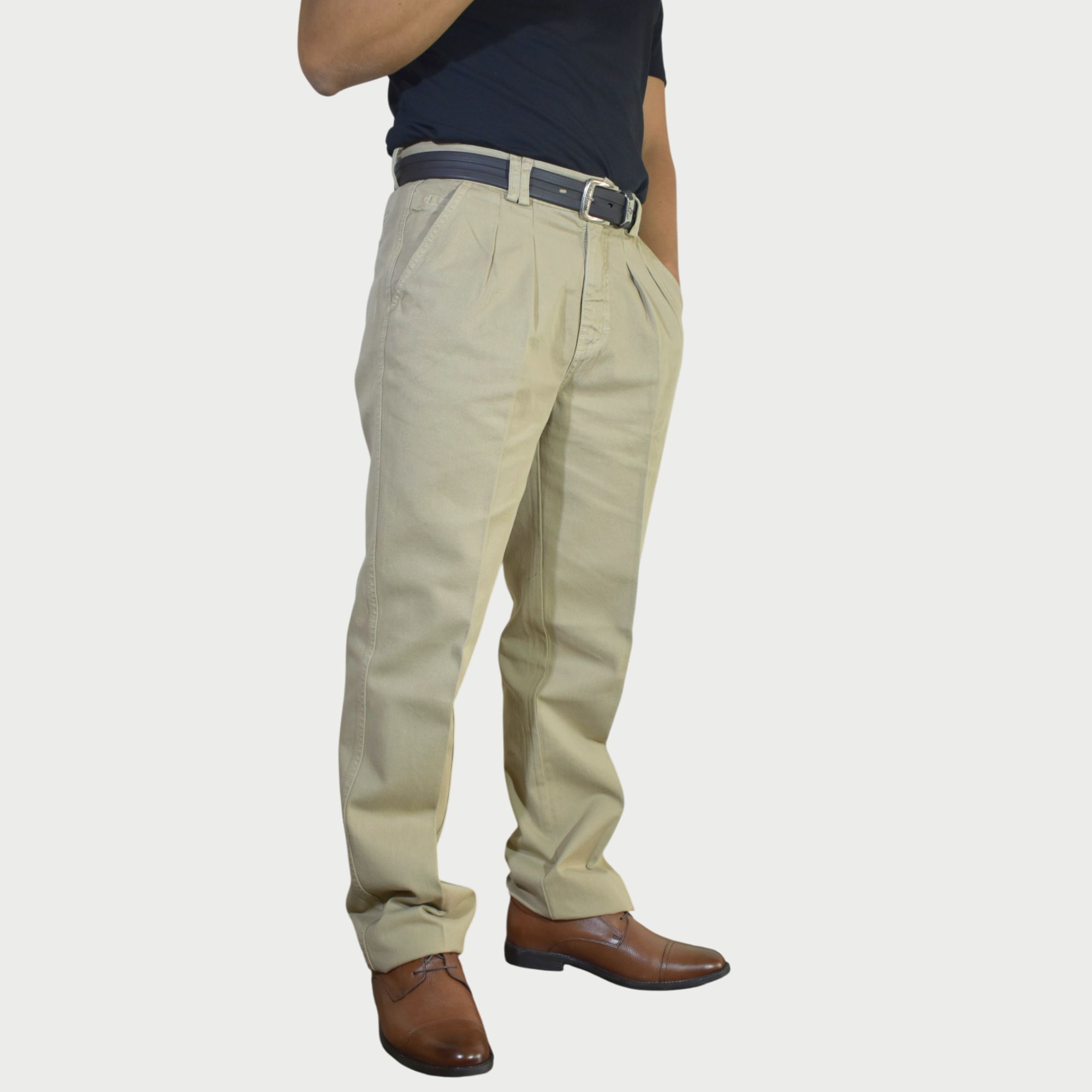 PANTALÓN HOMBRE DE VESTIR 100% DRILL BEIGE FIT CLÁSICO YONISTERS - 2