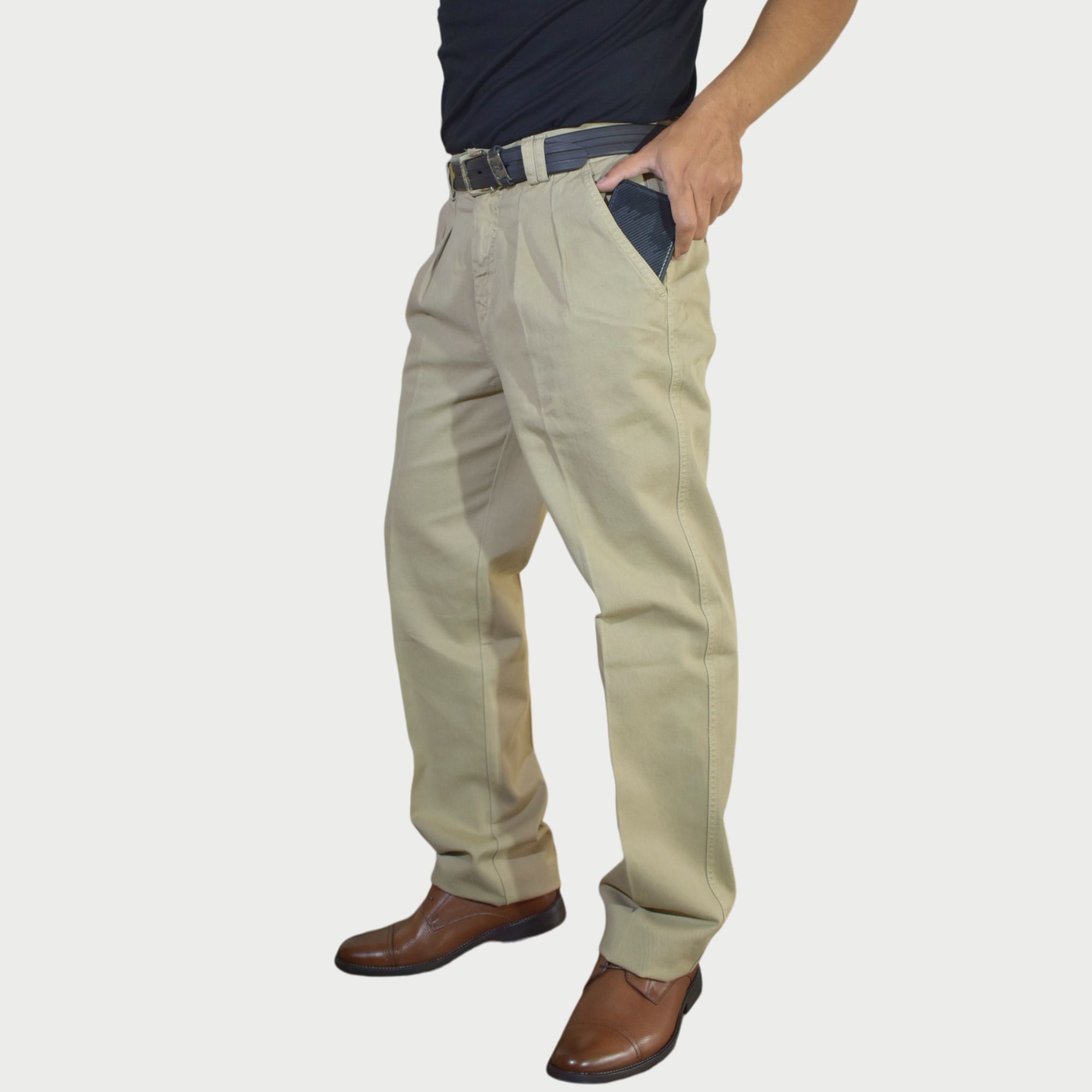 PANTALÓN HOMBRE DE VESTIR 100% DRILL BEIGE FIT CLÁSICO YONISTERS - 3