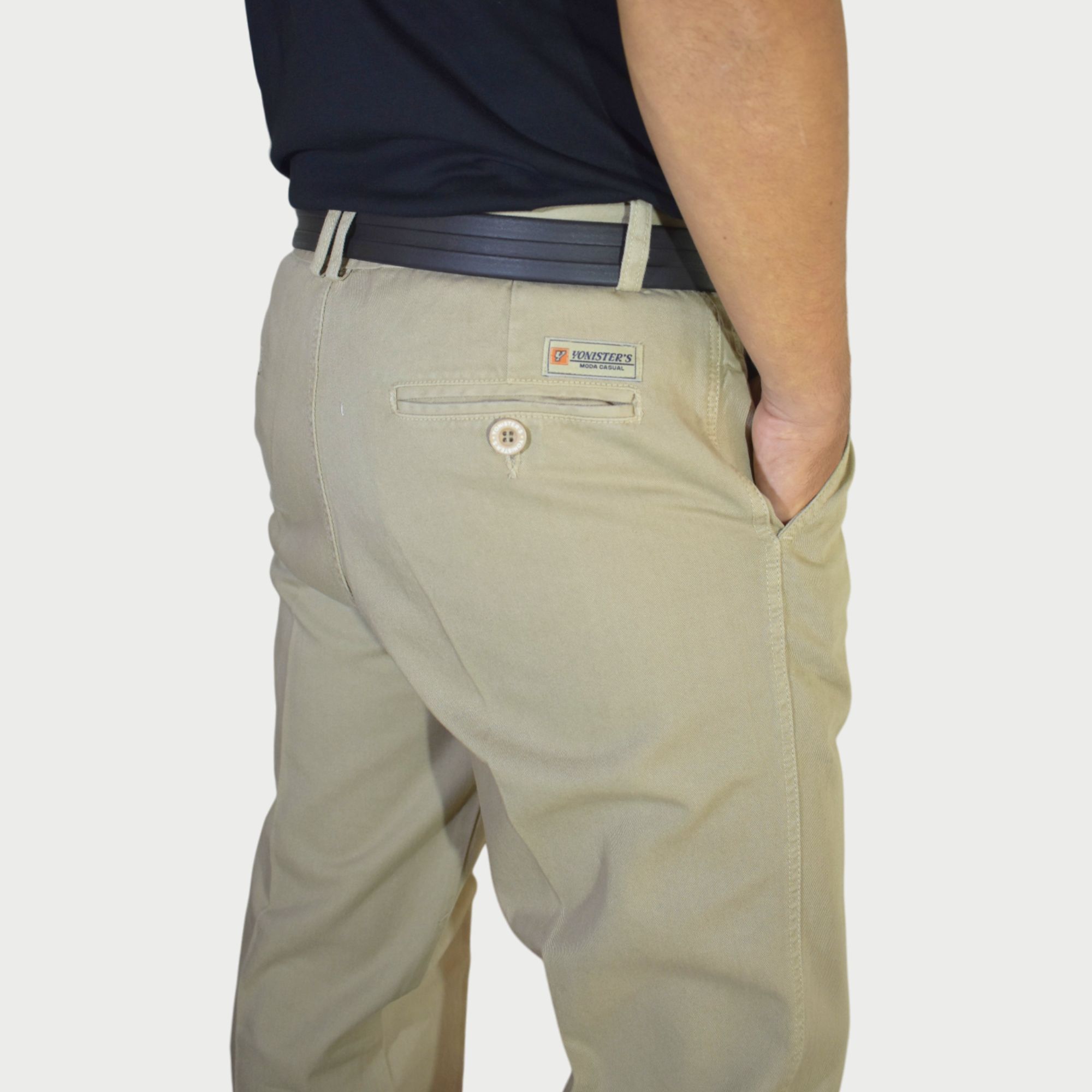 PANTALÓN HOMBRE DE VESTIR 100% DRILL BEIGE FIT CLÁSICO YONISTERS - 4