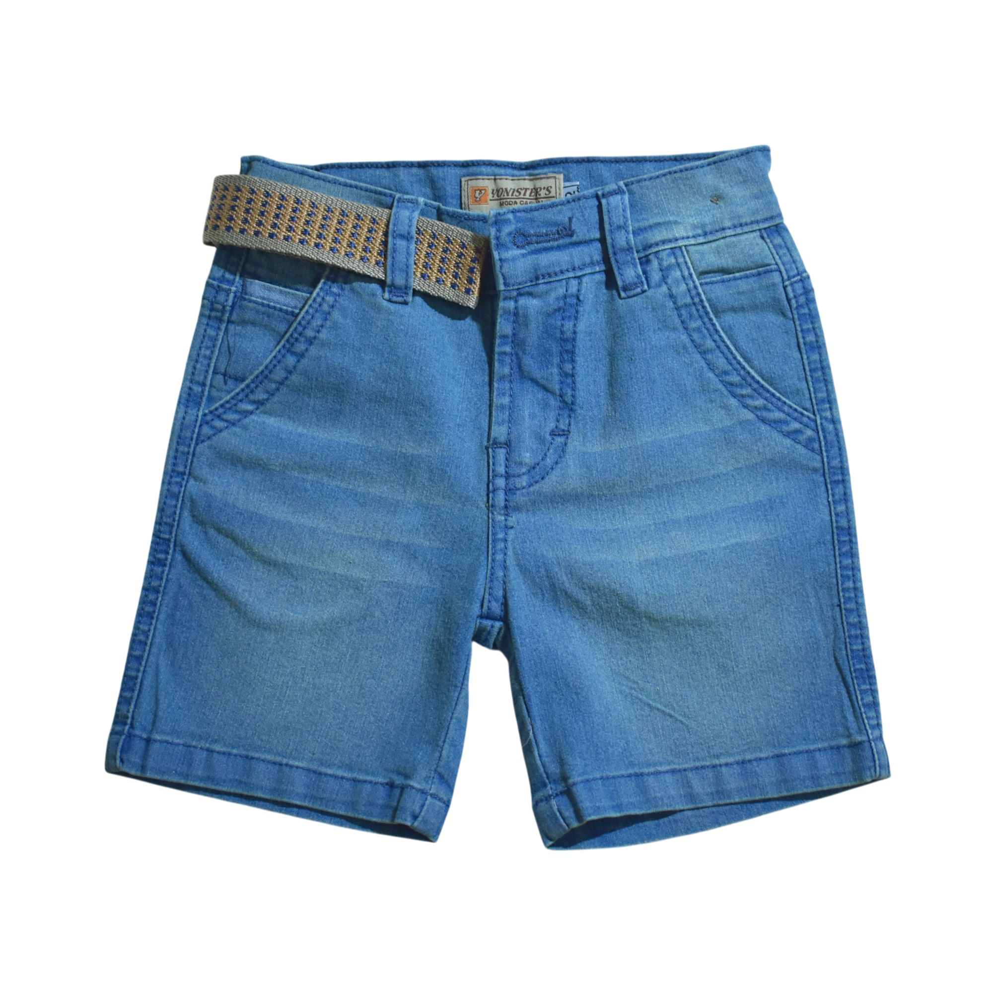 SHORT NIÑO CASUAL JEAN DENIM CELESTE MAIZ YONISTERS FIT STRECHT - 1
