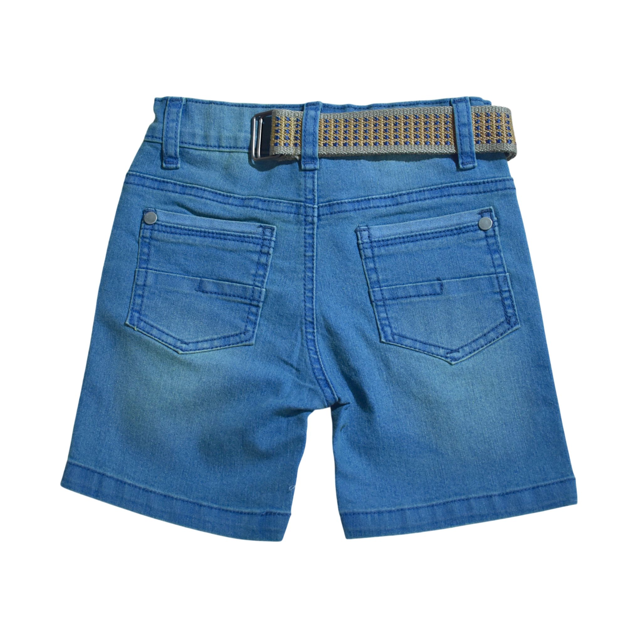 SHORT NIÑO CASUAL JEAN DENIM CELESTE MAIZ YONISTERS FIT STRECHT - 3