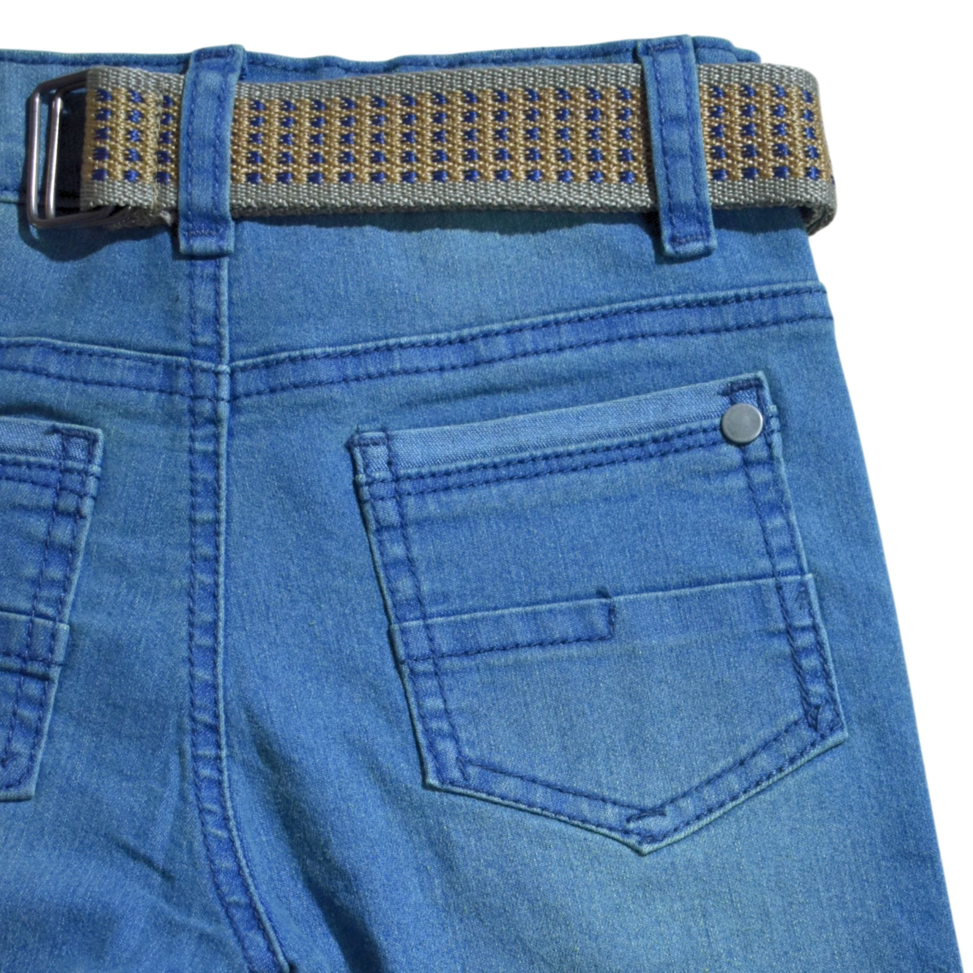 SHORT NIÑO CASUAL JEAN DENIM CELESTE MAIZ YONISTERS FIT STRECHT - 4