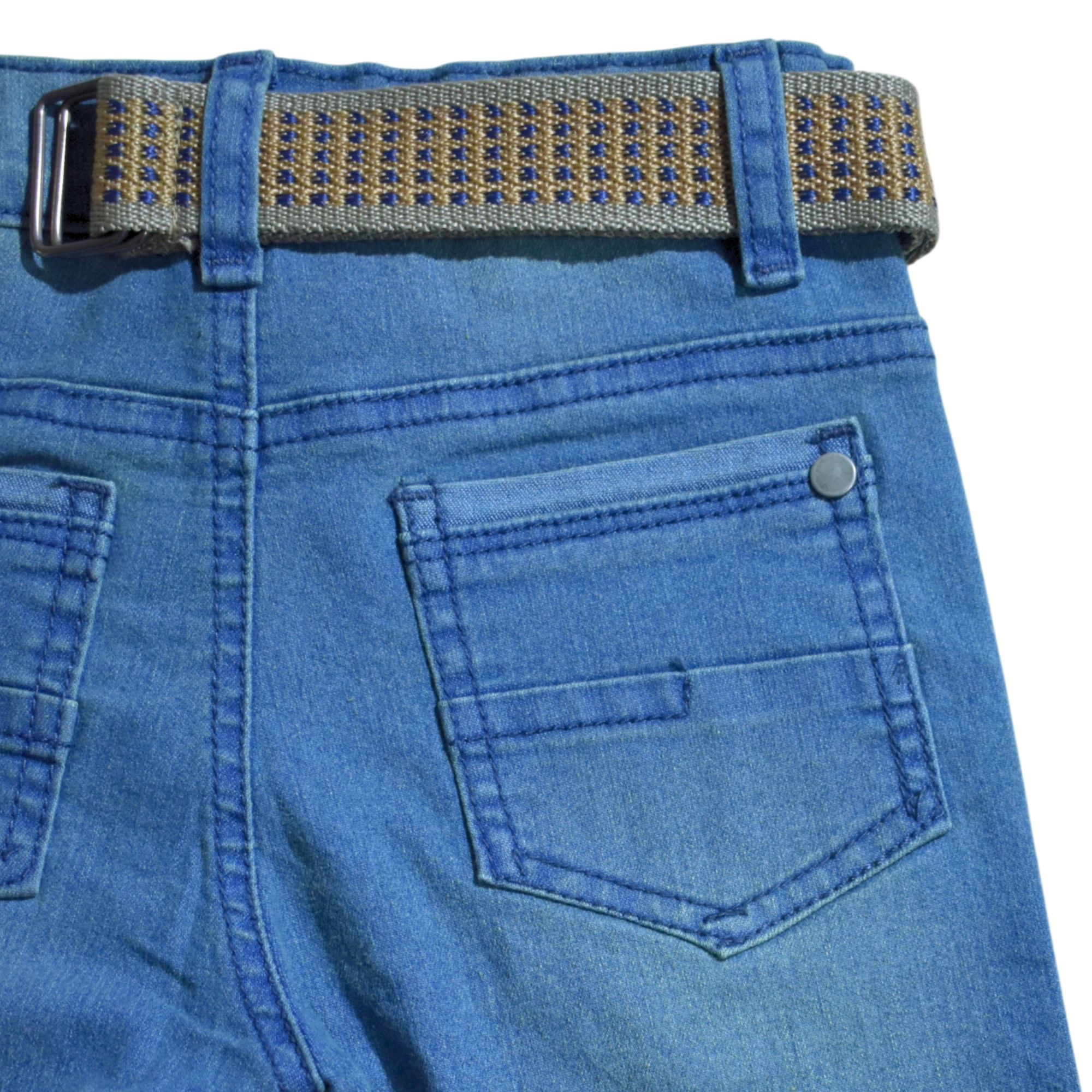 SHORT NIÑO CASUAL JEAN DENIM CELESTE MAIZ YONISTERS FIT STRECHT - 4
