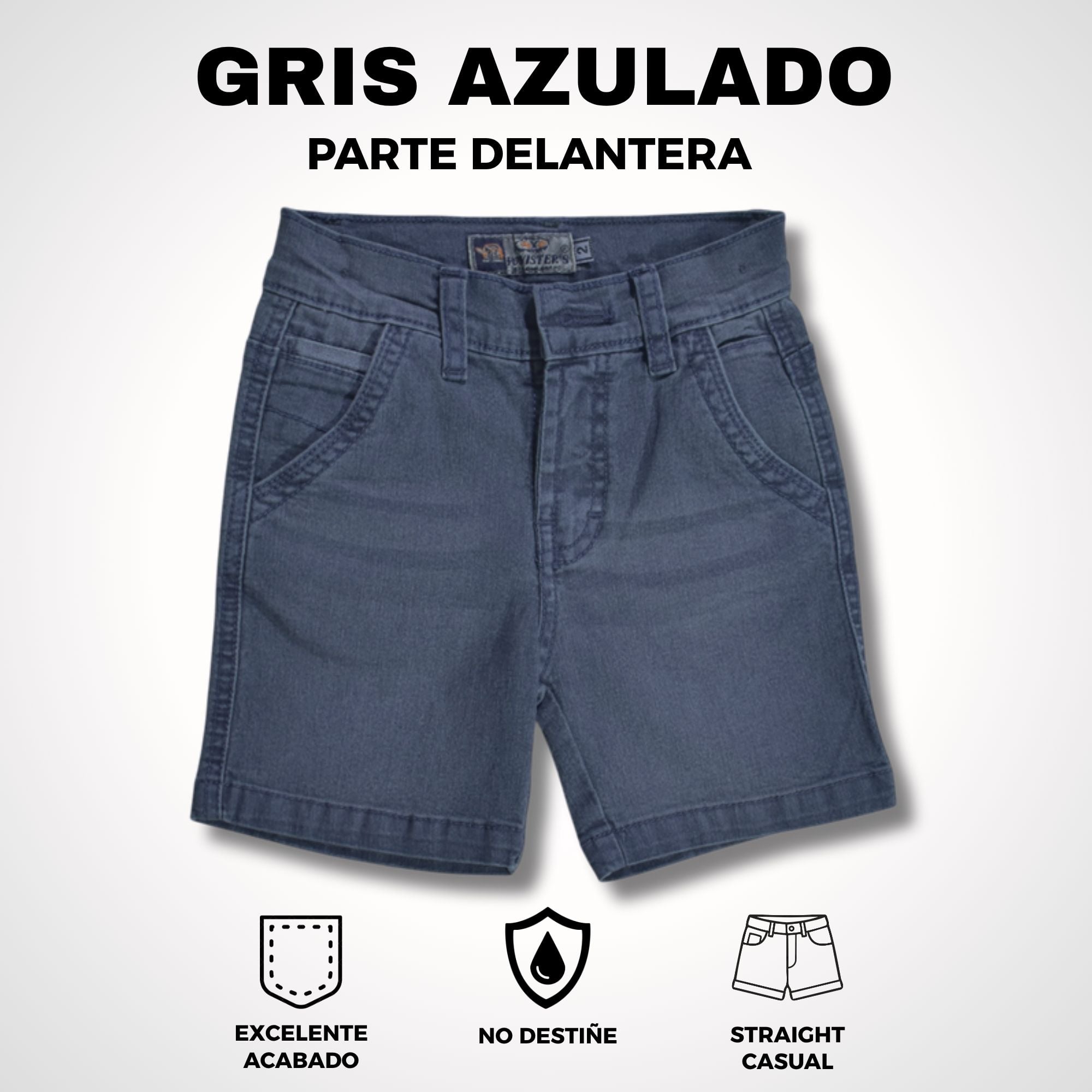 SHORT NIÑO CASUAL JEAN DENIM GRIS AZULADO YONISTERS FIT STRECHT - 1