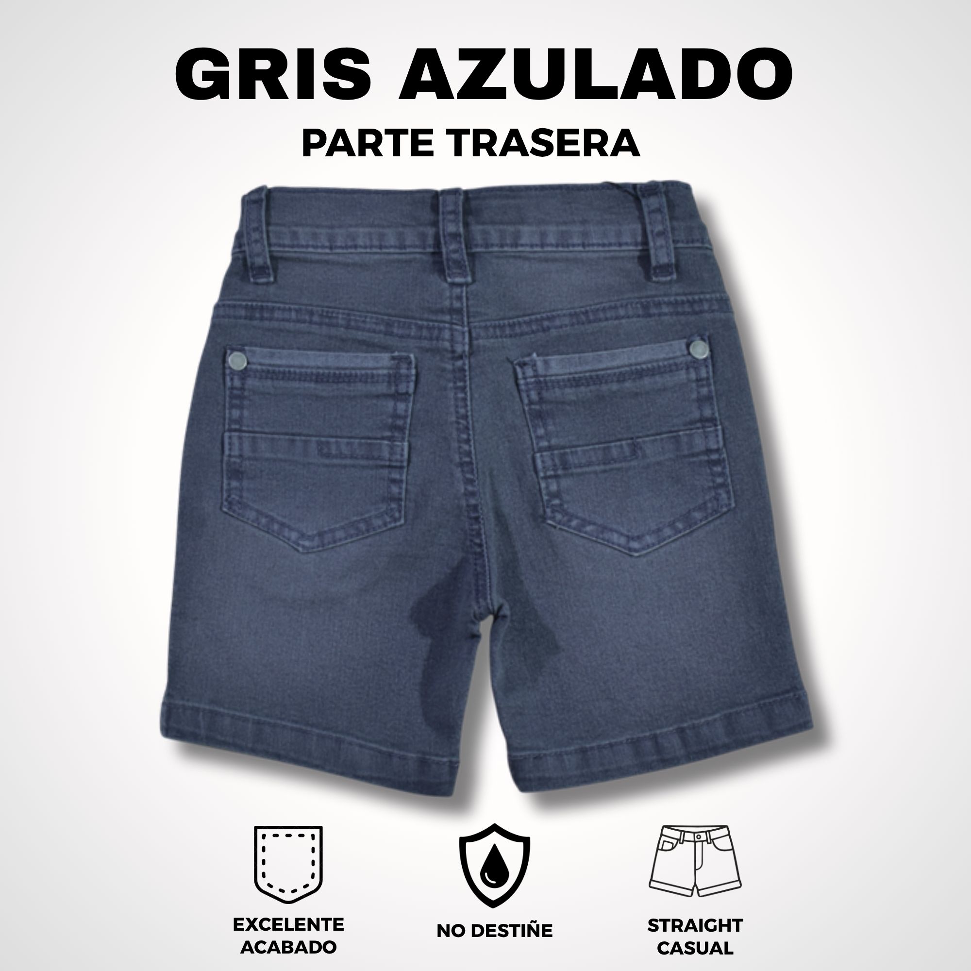 SHORT NIÑO CASUAL JEAN DENIM GRIS AZULADO YONISTERS FIT STRECHT - 2