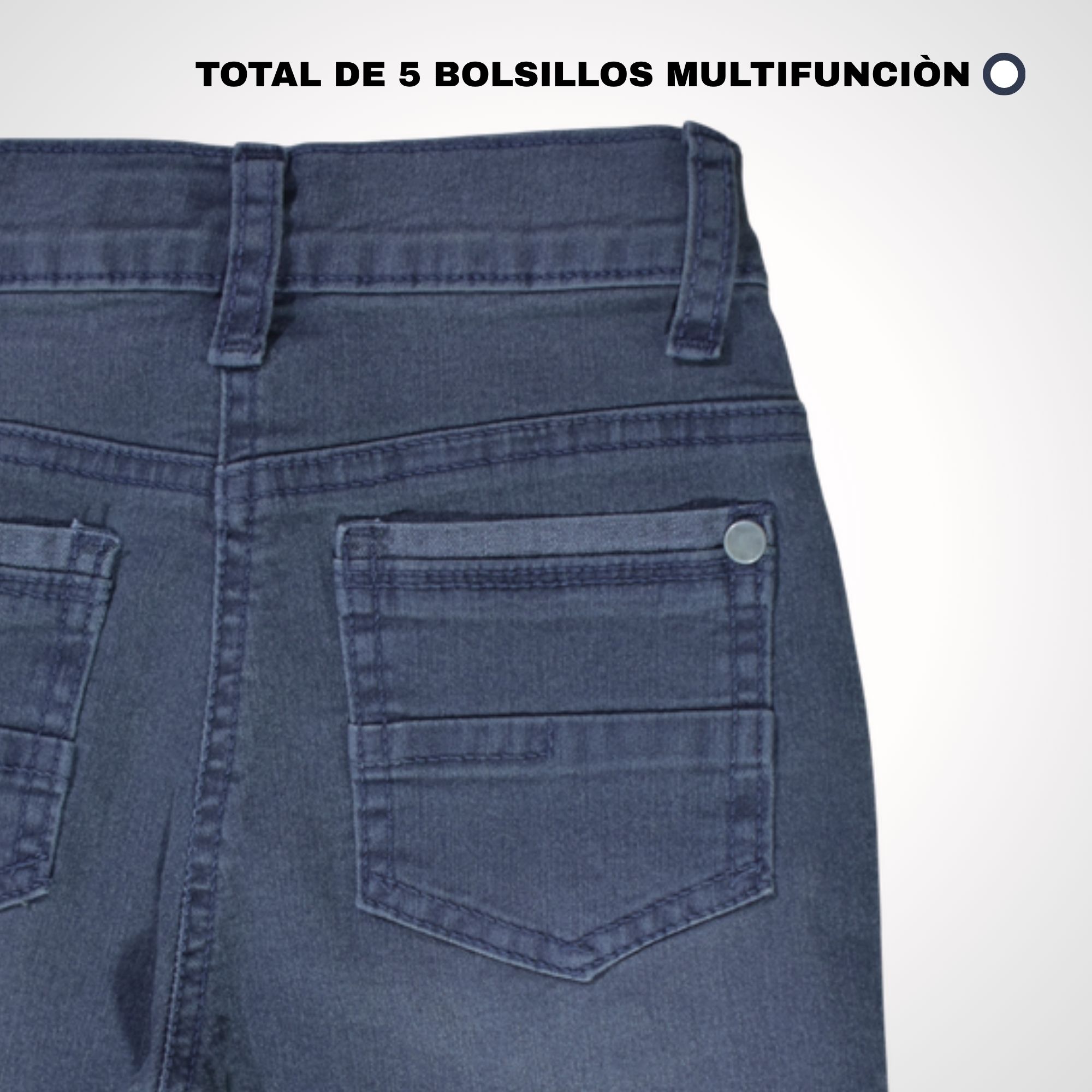 SHORT NIÑO CASUAL JEAN DENIM GRIS AZULADO YONISTERS FIT STRECHT - 4