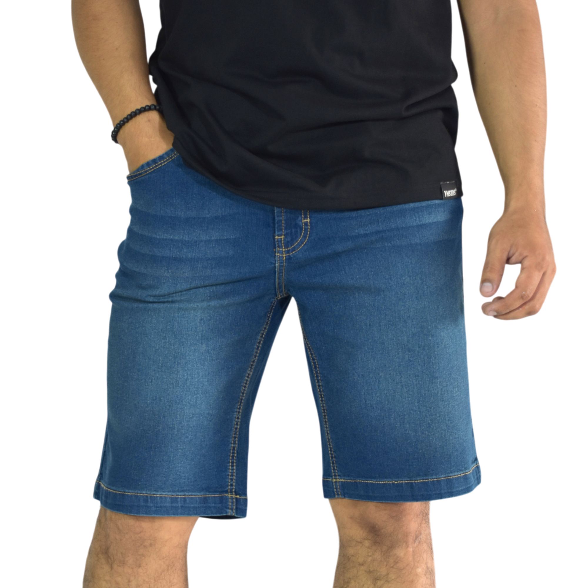 SHORT JEAN HOMBRE CASUAL DENIM AZUL VERDE YONISTERS FIT STRETCH - 1