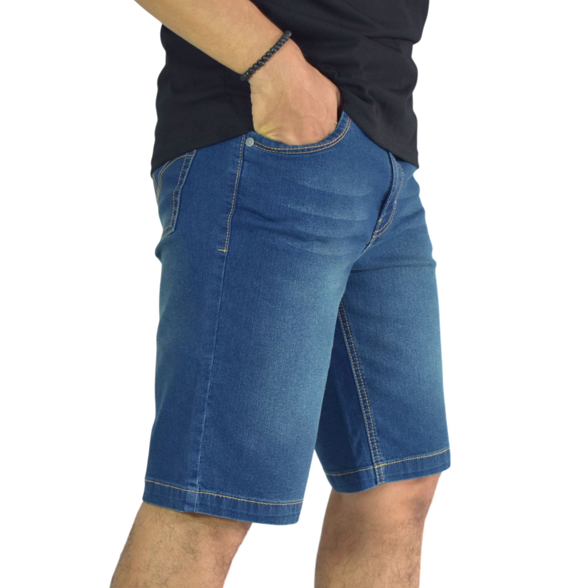 SHORT JEAN HOMBRE CASUAL DENIM AZUL VERDE YONISTERS FIT STRETCH - 2