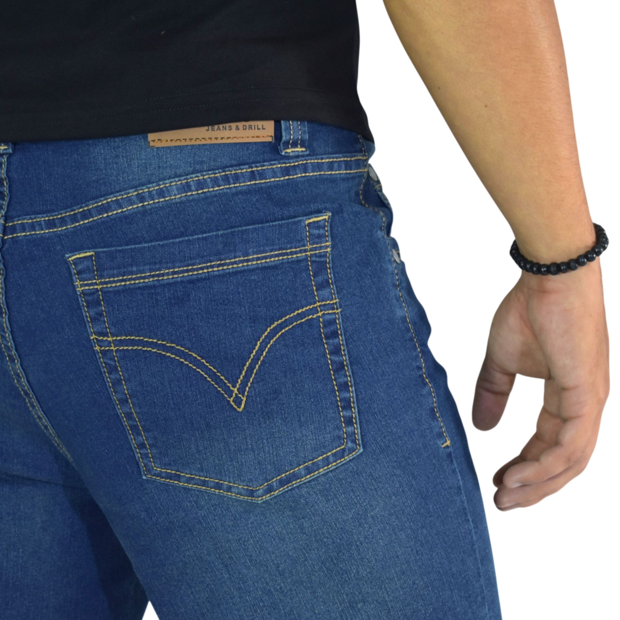 SHORT JEAN HOMBRE CASUAL DENIM AZUL VERDE YONISTERS FIT STRETCH - 4