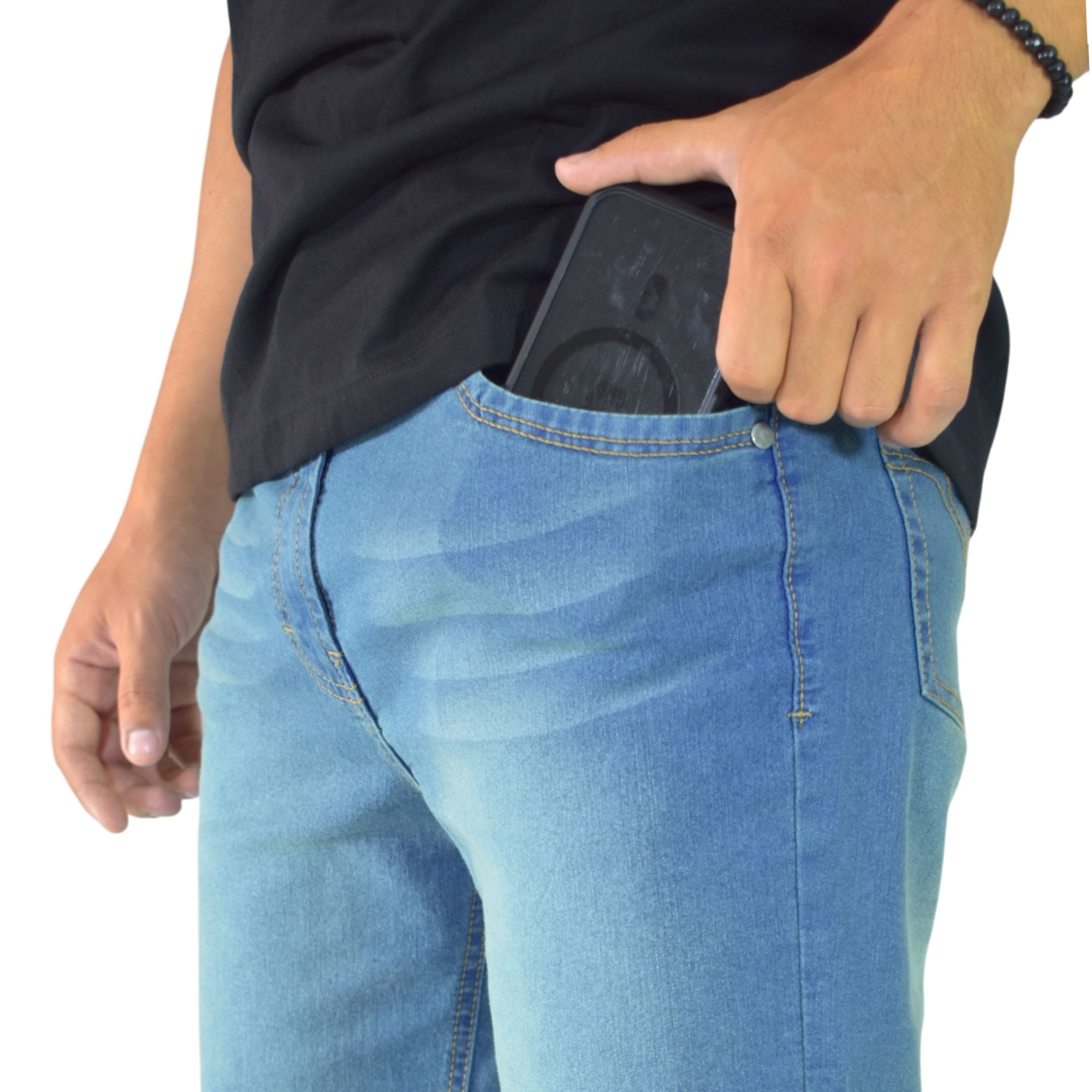 SHORT JEAN HOMBRE CASUAL DENIM CELESTE MAÌZ YONISTERS FIT STRETCH - 3