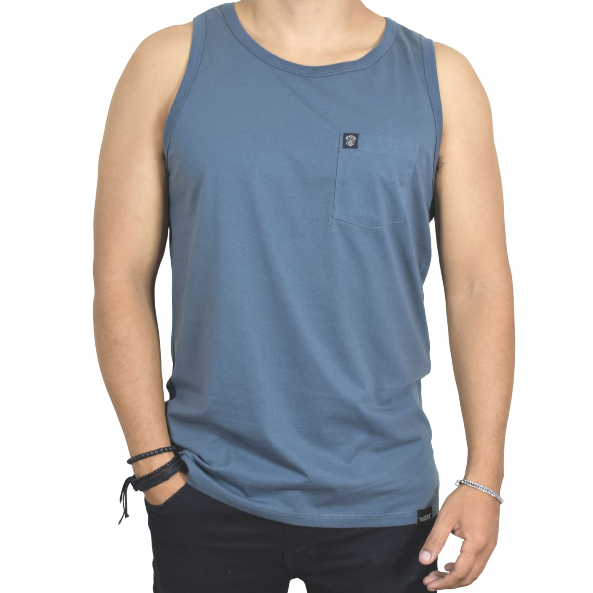 BIVIDI CON BOLSILLO HOMBRE CASUAL 100% ALGODÓN PERUANO AZUL ACERO - 1