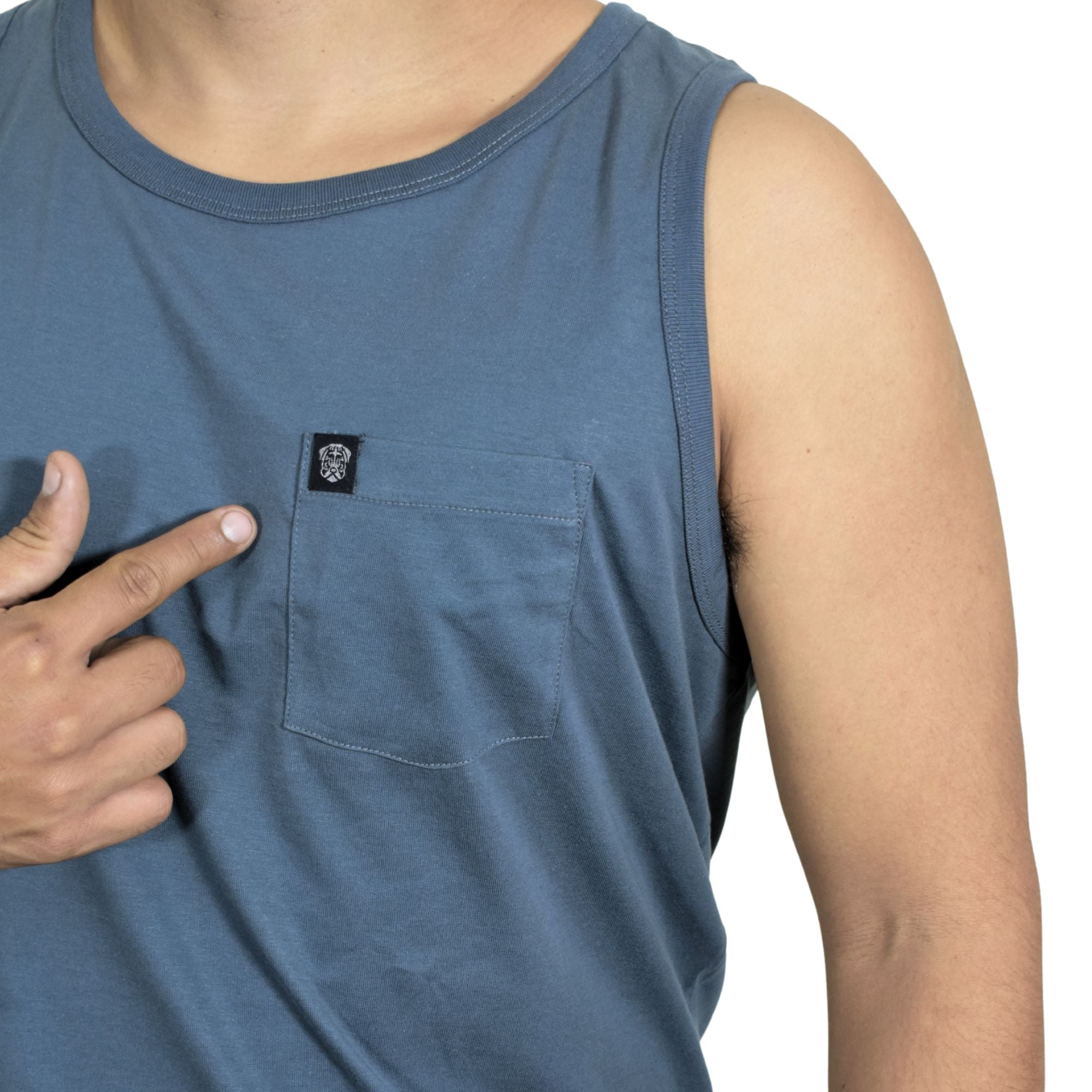 BIVIDI CON BOLSILLO HOMBRE CASUAL 100% ALGODÓN PERUANO AZUL ACERO - 3