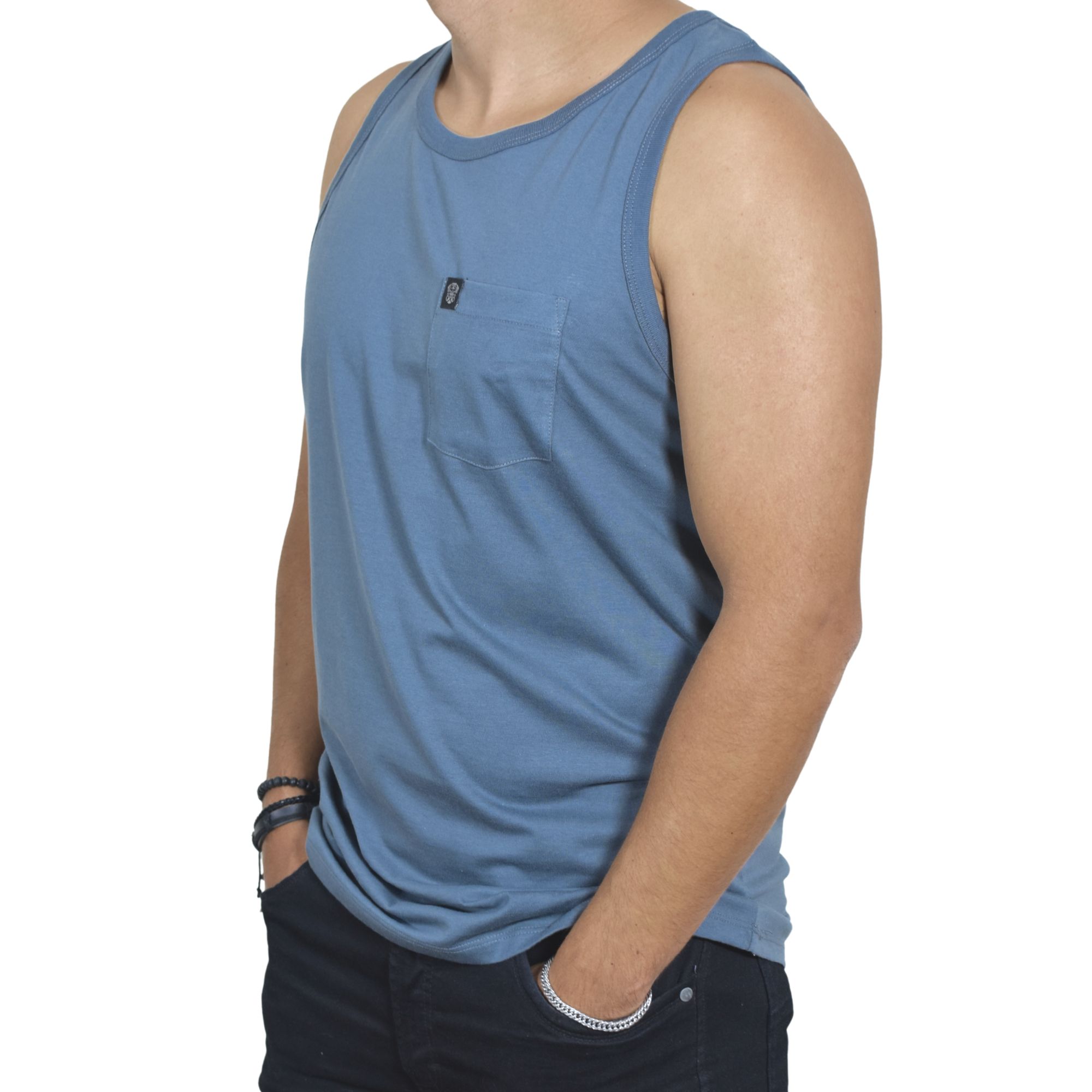 BIVIDI CON BOLSILLO HOMBRE CASUAL 100% ALGODÓN PERUANO AZUL ACERO - 4
