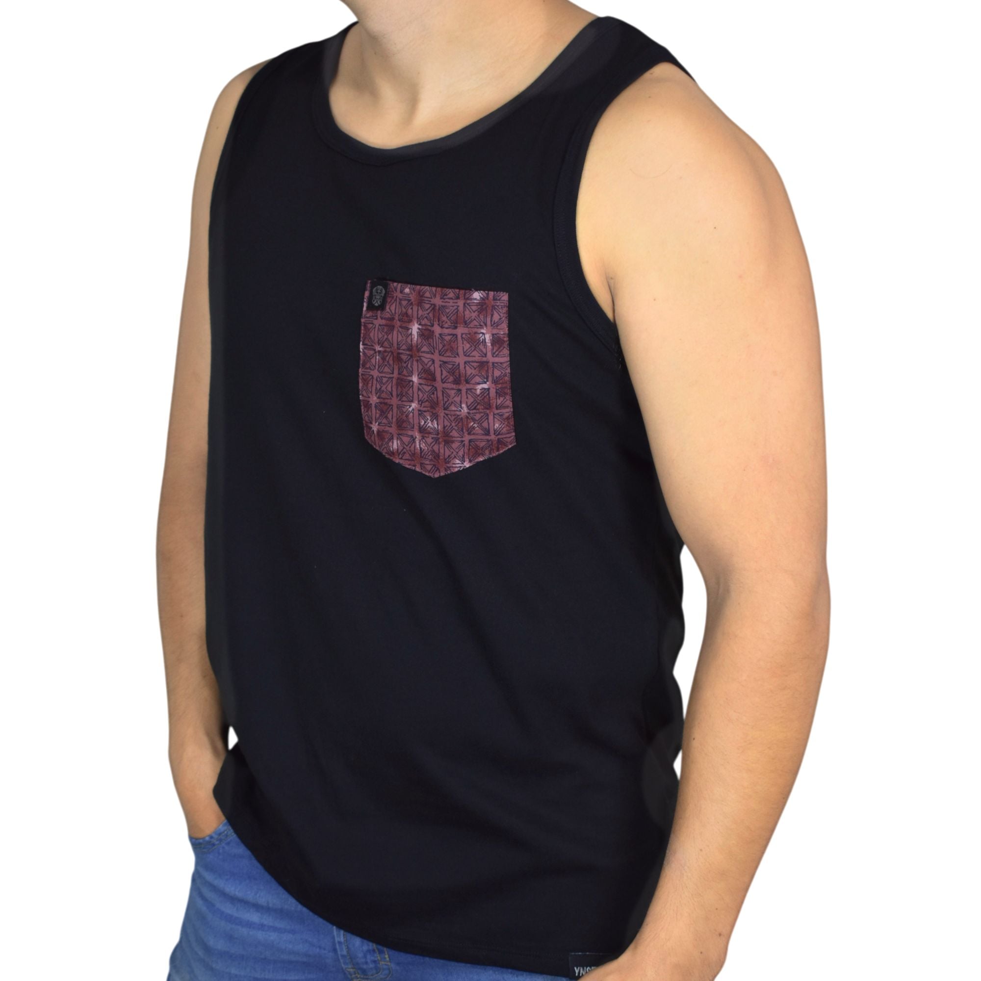 BIVIDÍ HOMBRE CASUAL CON BOLSILLO ROJO YONISTERS ALGODÓN NEGRO - 2