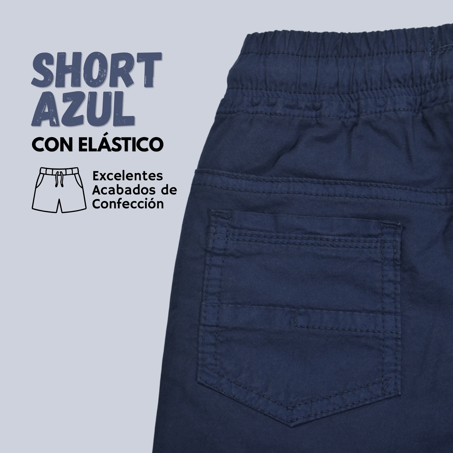 SHORT CON ELÁSTICO NIÑO CASUAL ALGODÓN DRILL TAFETA YONISTERS AZUL MARINO - 4