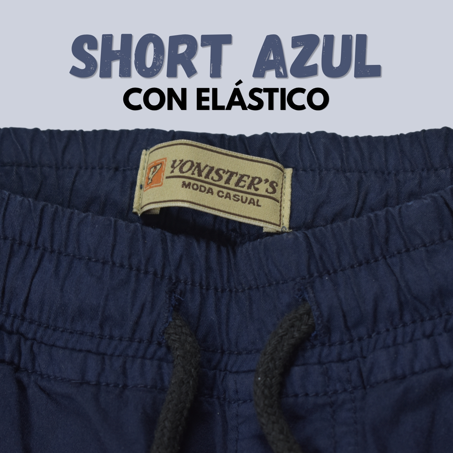 SHORT CON ELÁSTICO NIÑO CASUAL ALGODÓN DRILL TAFETA YONISTERS AZUL MARINO - 5