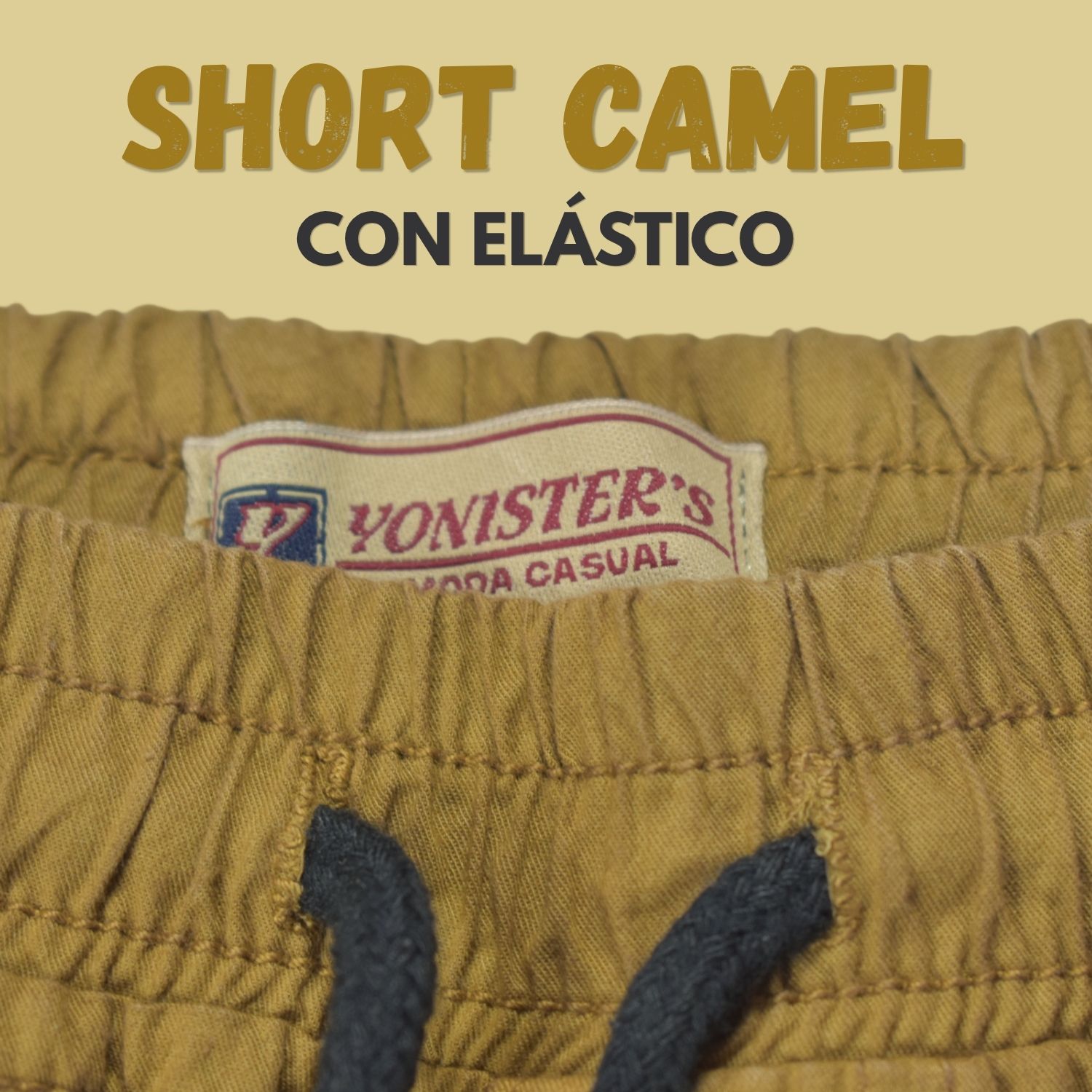 SHORT CON ELÁSTICO NIÑO CASUAL ALGODÓN DRILL TAFETA YONISTERS CAMEL - 5