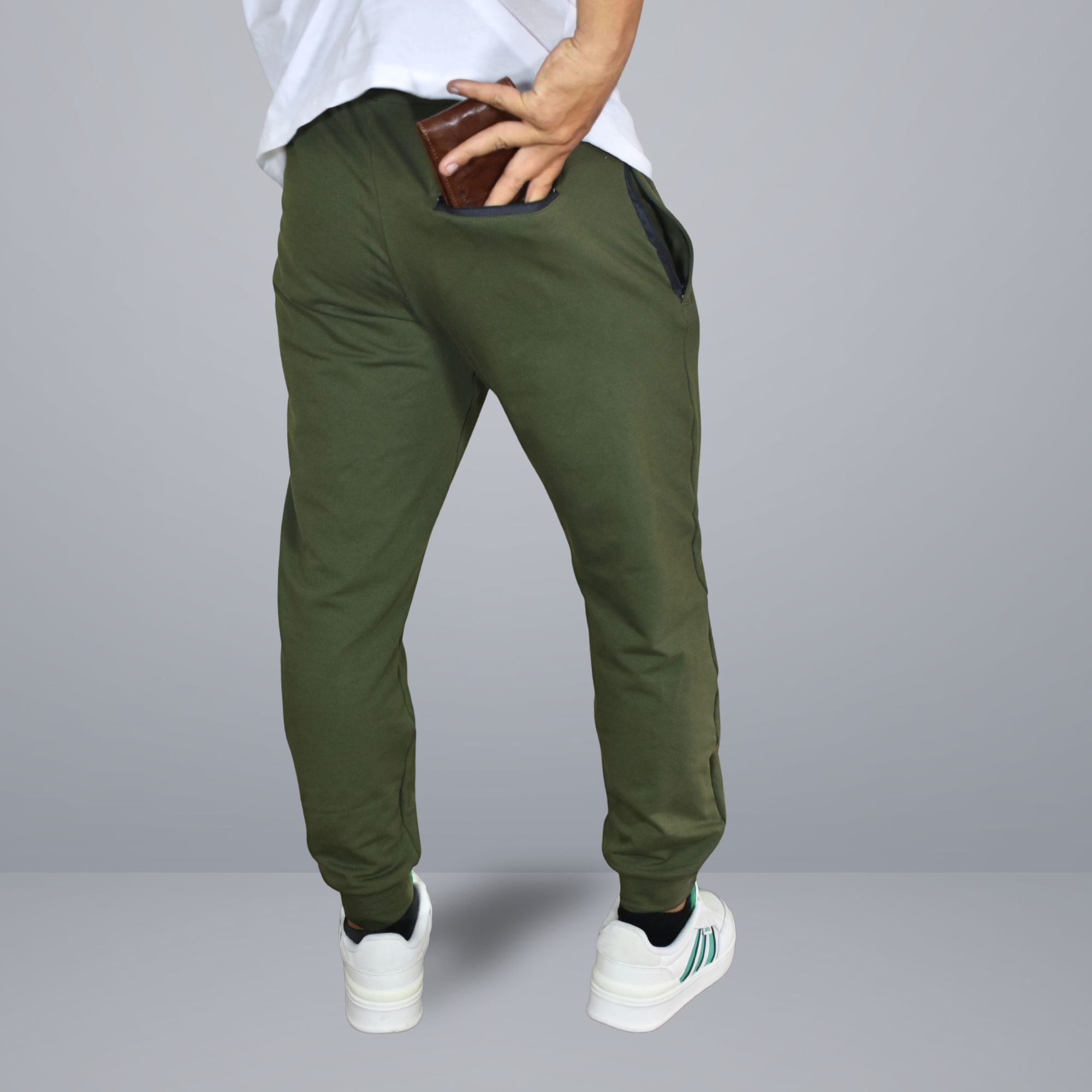 PANTALÓN BUZO DE ALGODÓN HOMBRE CASUAL YONISTERS SLIM FIT VERDE - 3