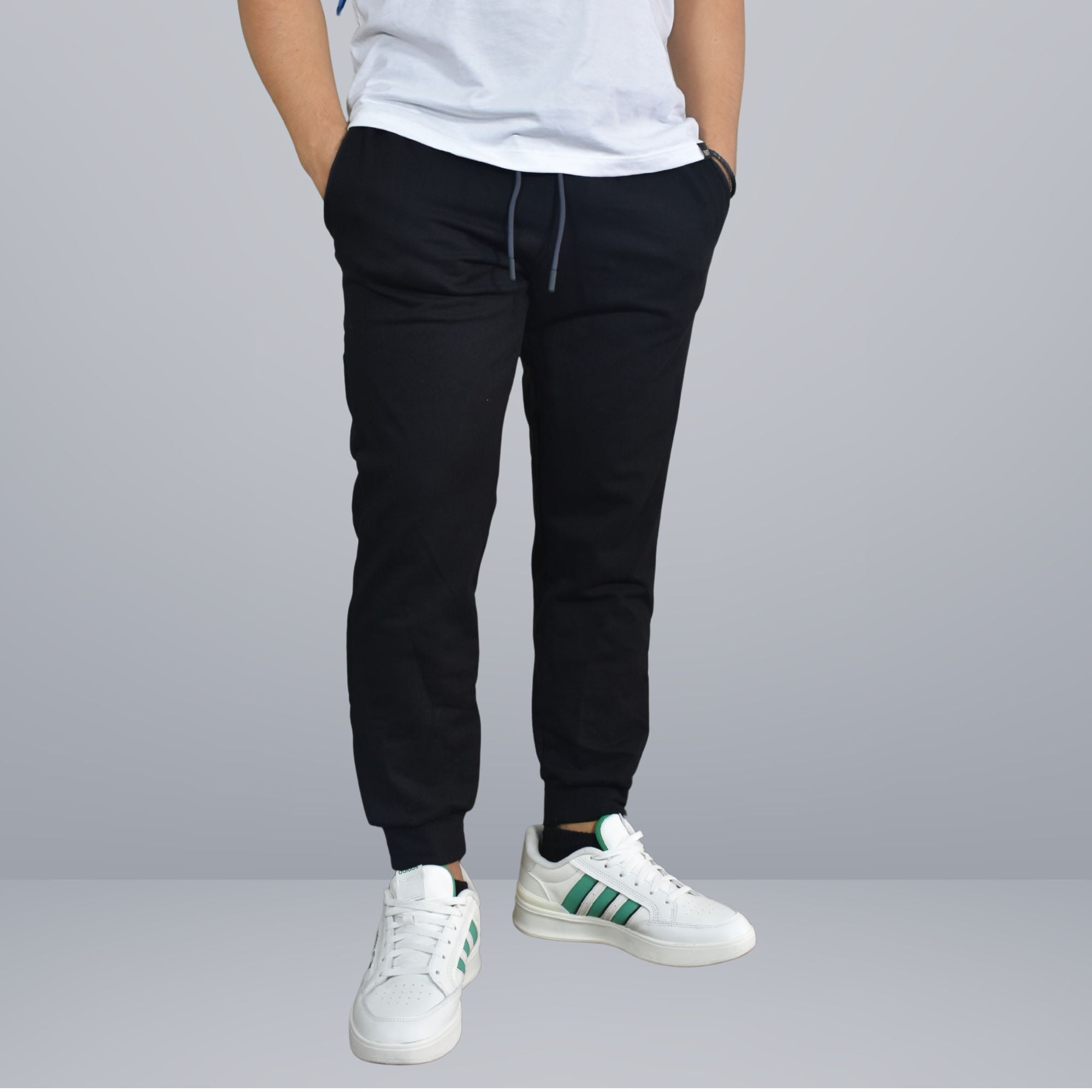 PANTALÓN BUZO DE ALGODÓN HOMBRE CASUAL YONISTERS SLIM FIT NEGRO - 1