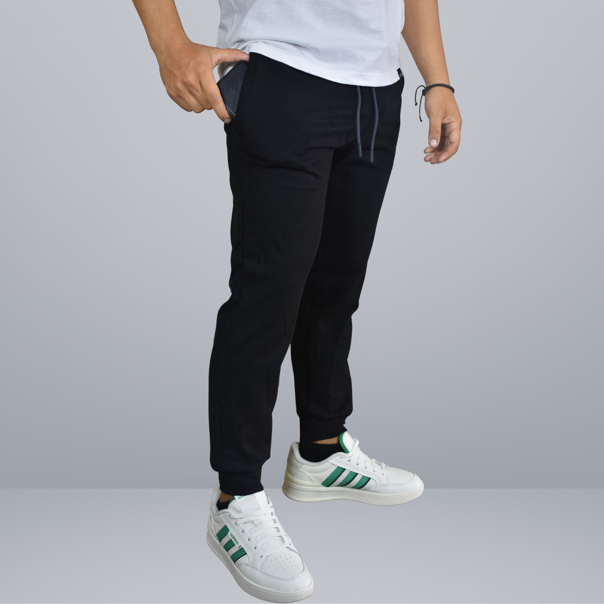 PANTALÓN BUZO DE ALGODÓN HOMBRE CASUAL YONISTERS SLIM FIT NEGRO - 2
